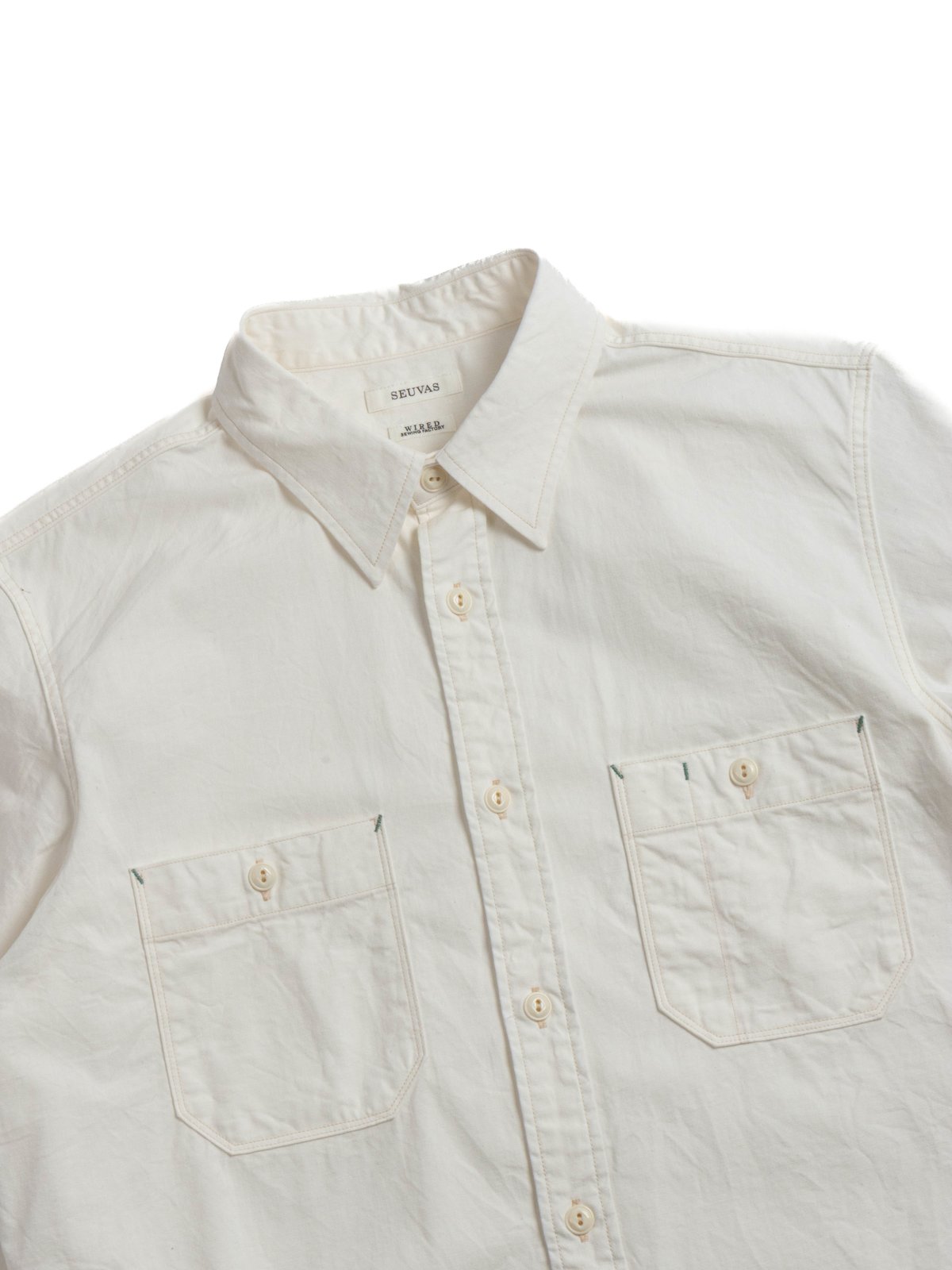 SELVEDGE CHAMBRAY WORK S/S SHIRT WHITE - Image 2