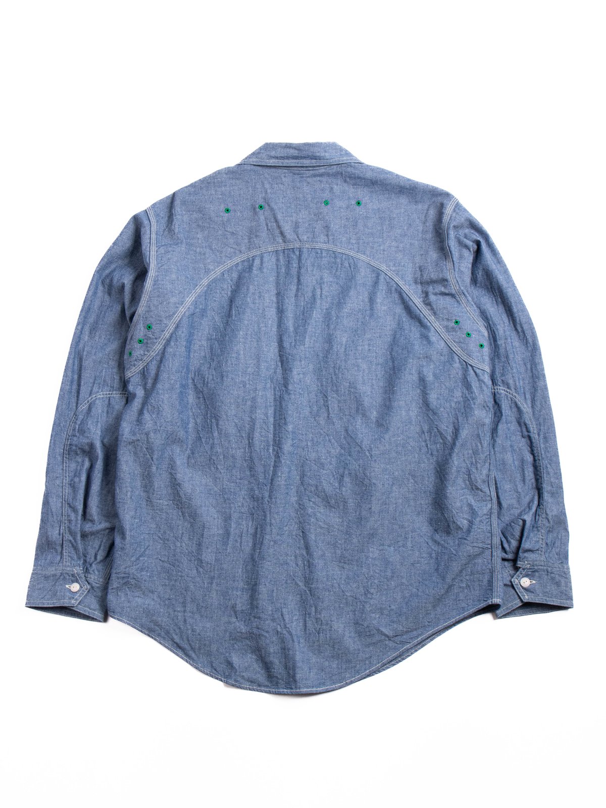 (CS014) CORONA W–YOKE SHIRT BLUE CHAMBRAY - Image 5