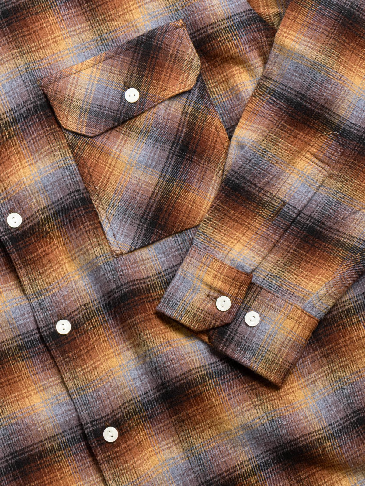 FLANNEL CHECK WORK SHIRT BROWN SKY  - Image 3