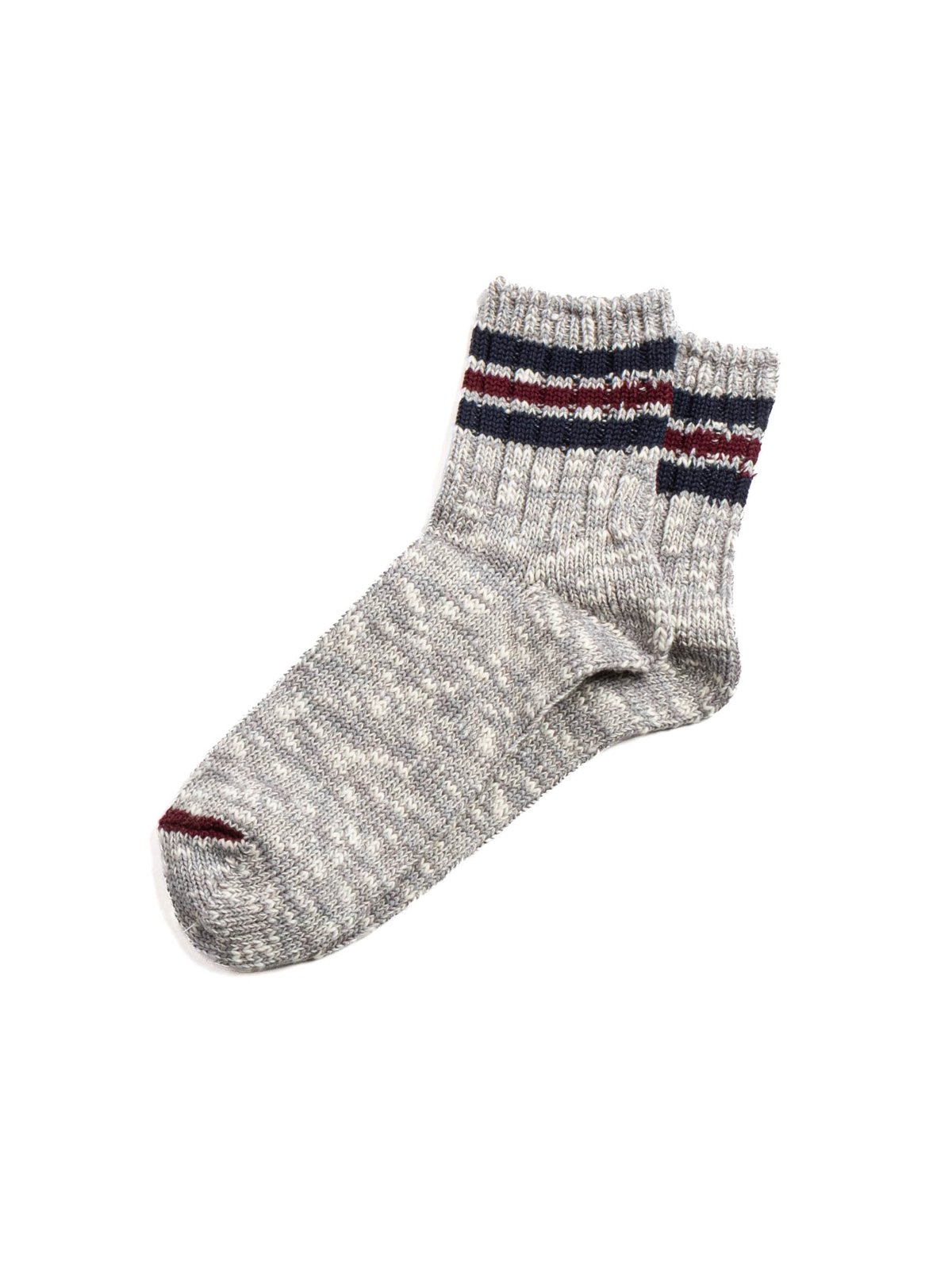 3 LINE SLUB Q SOCK GREY MELANGE - Image 2