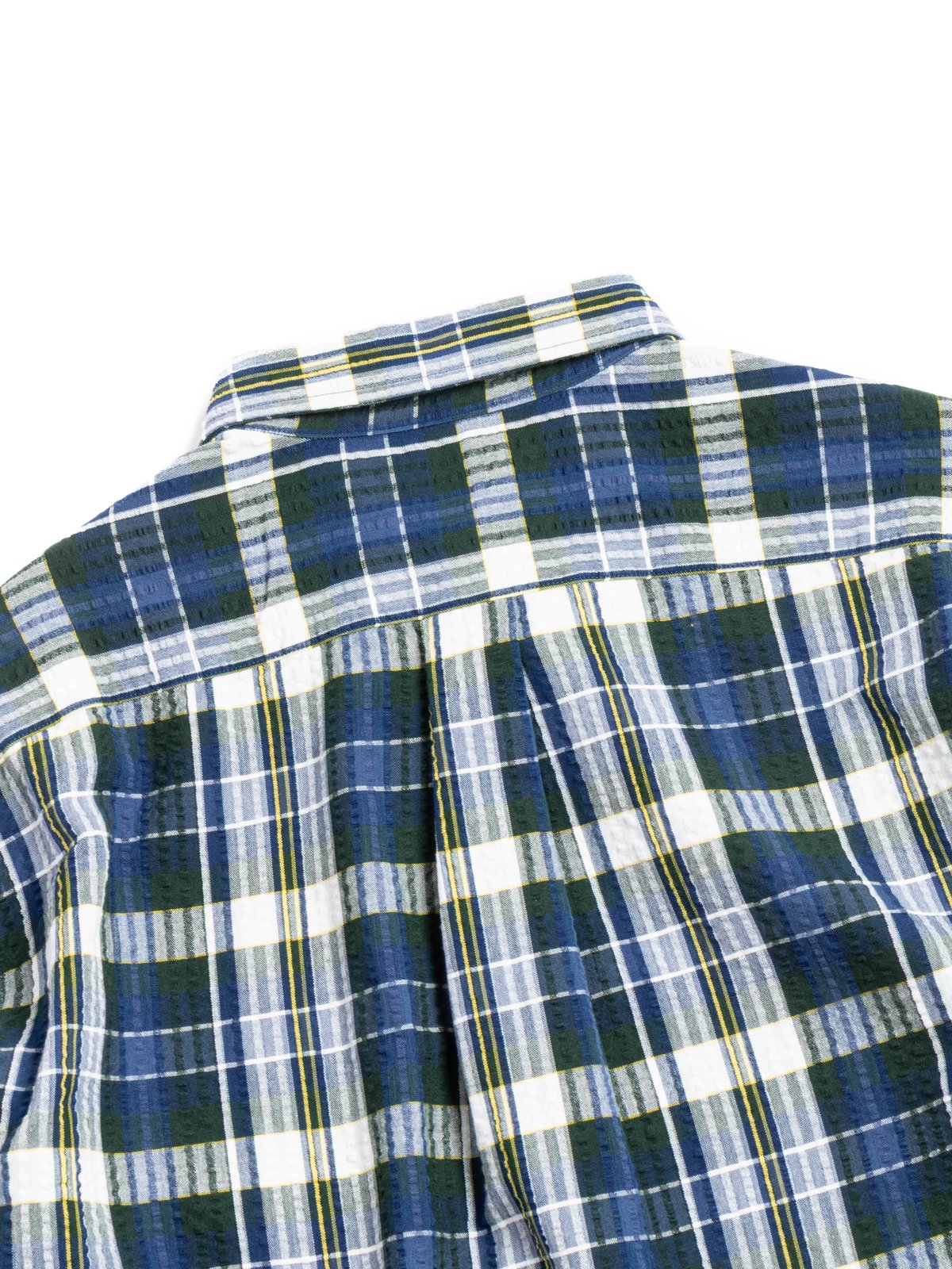 (OM45645.35) SEERSUCKER WEAVE MADRAS CHECK B.D. SHIRT NAVY MULTI  - Image 5