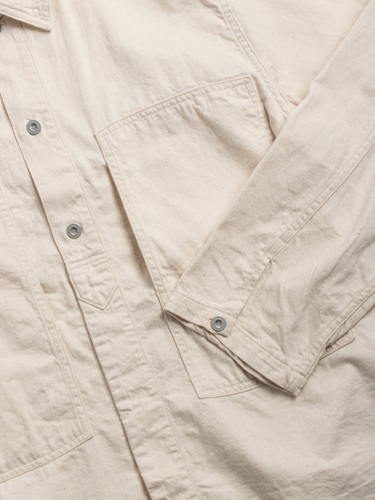 (47&ndash;706E) MILITARY SHIRT JACKET COTTON LINEN DENIM NATURAL - Image 2