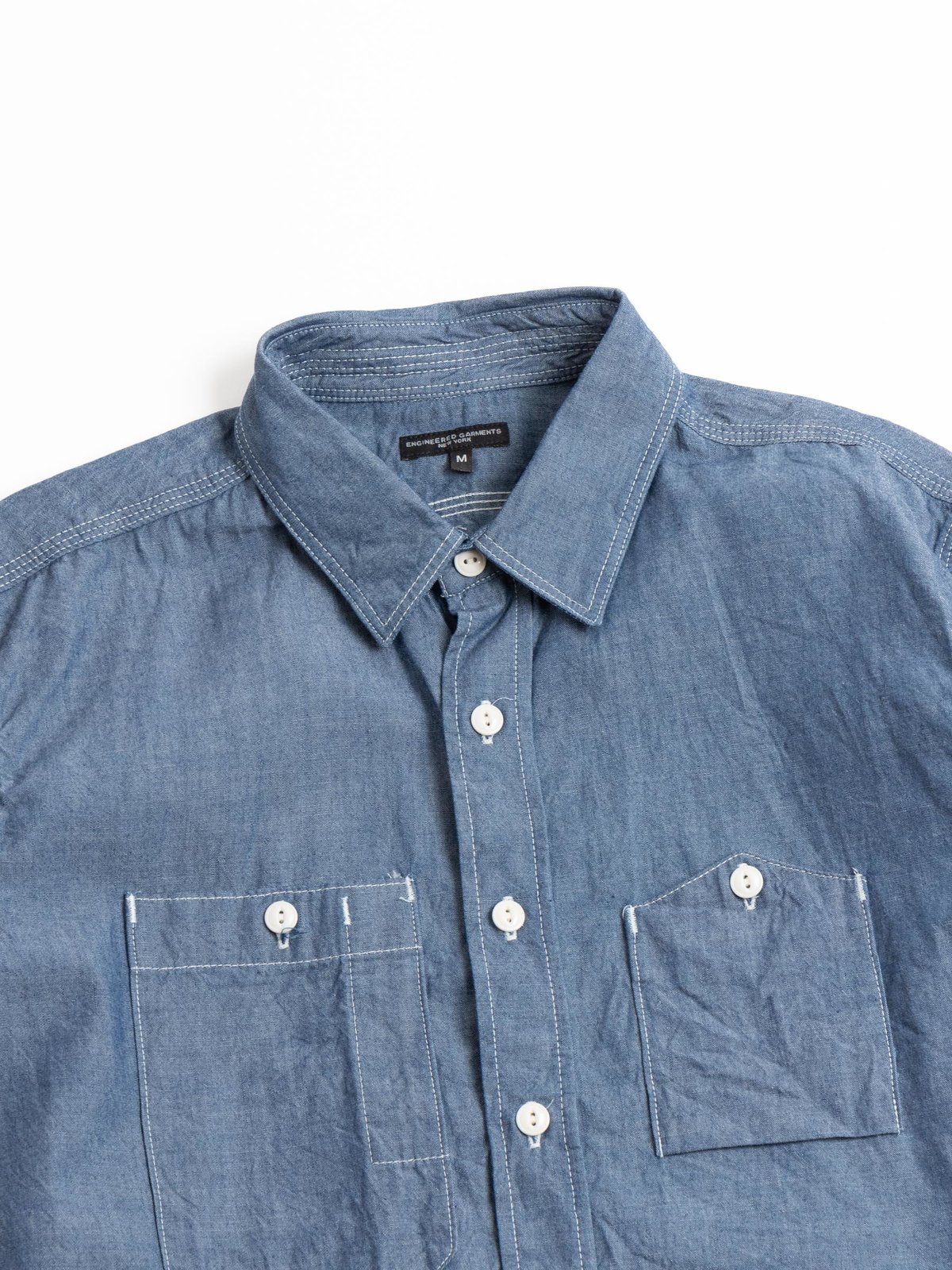 Engineered Garments Work Shirt Blue Cotton Chambray - Made in USA