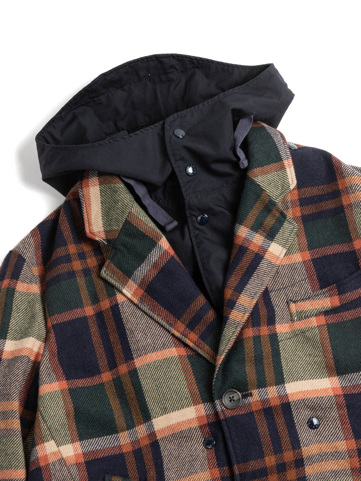 CHESTER COAT JACKET NAVY/BROWN HEAVY WOOL PLAID - Image 3