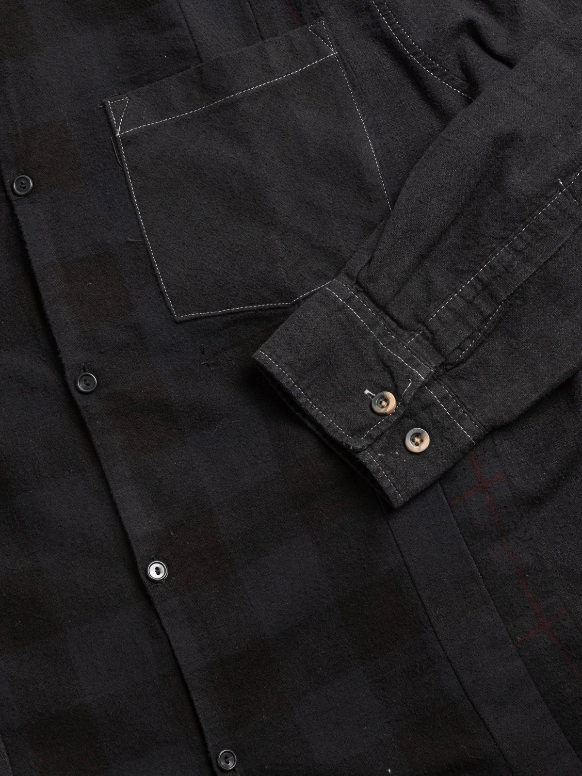 REBUILD BY NEEDLES FLANNEL  7 CUTS SHIRT OVER DYE BLACK - Image 3