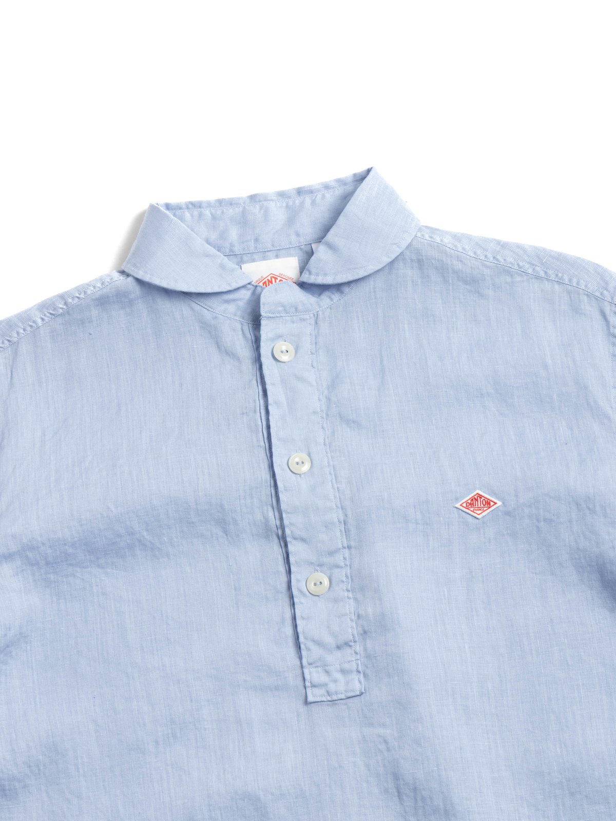 ROUND COLLAR P.O SHIRT S/S LINEN DK. SAX - Image 1