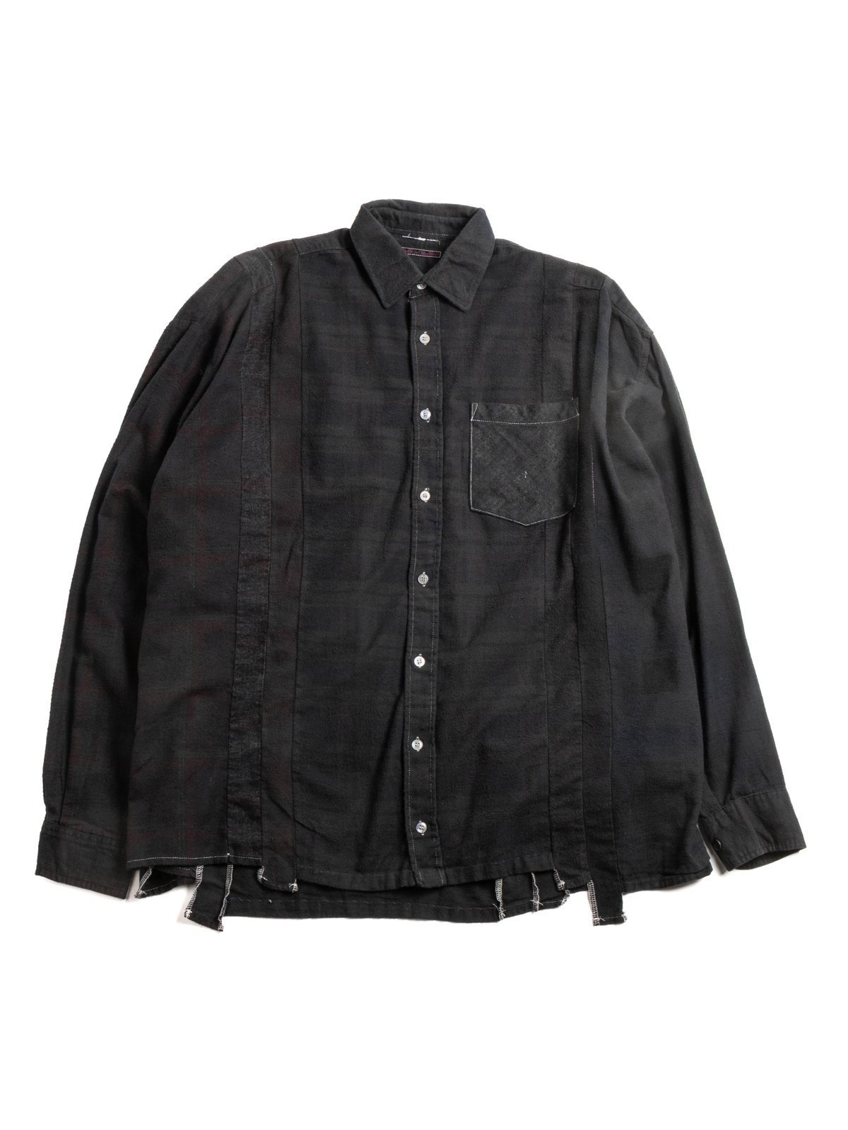 REBUILD BY NEEDLES FLANNEL 7 CUTS SHIRT WIDE OVER DYE BLACK - Image 1