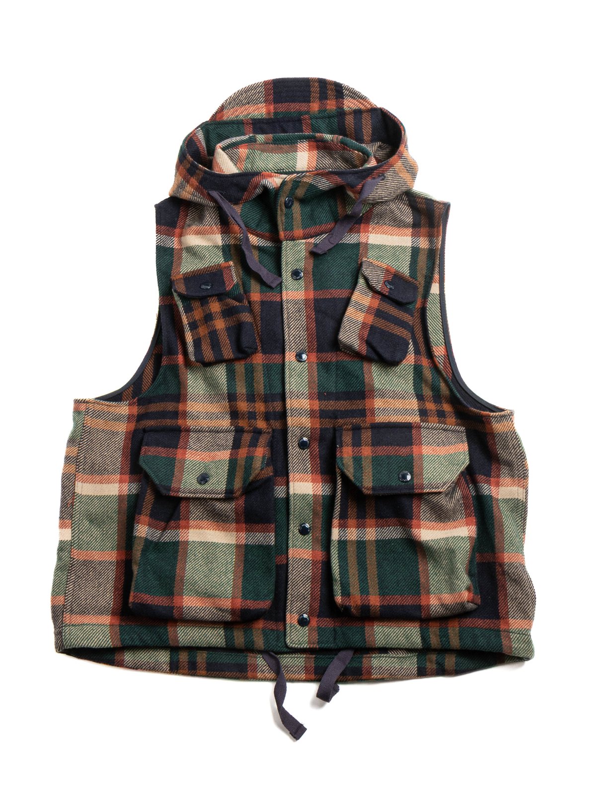 FIELD VEST NAVY/BROWN HEAVY WOOL PLAID - Image 1