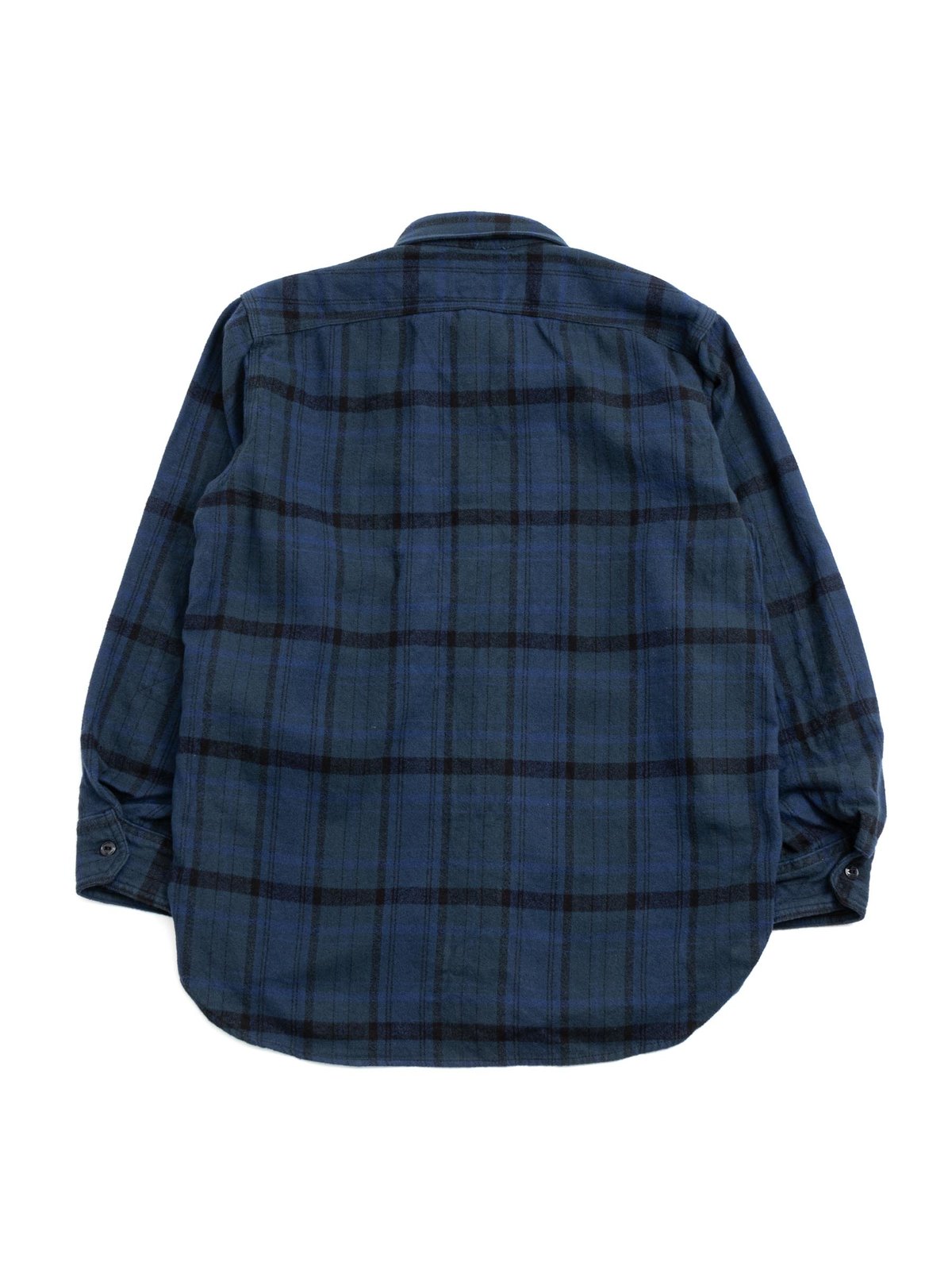 WORK SHIRT NAVY BLACK PLAID COTTON FLANNEL - Image 4