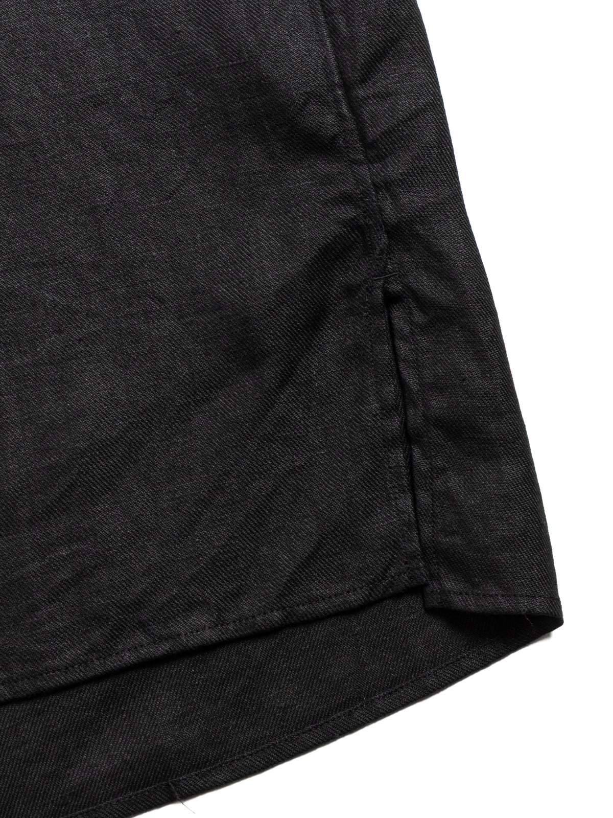 LINEN OPEN COLLAR SHIRT BLACK - Image 3