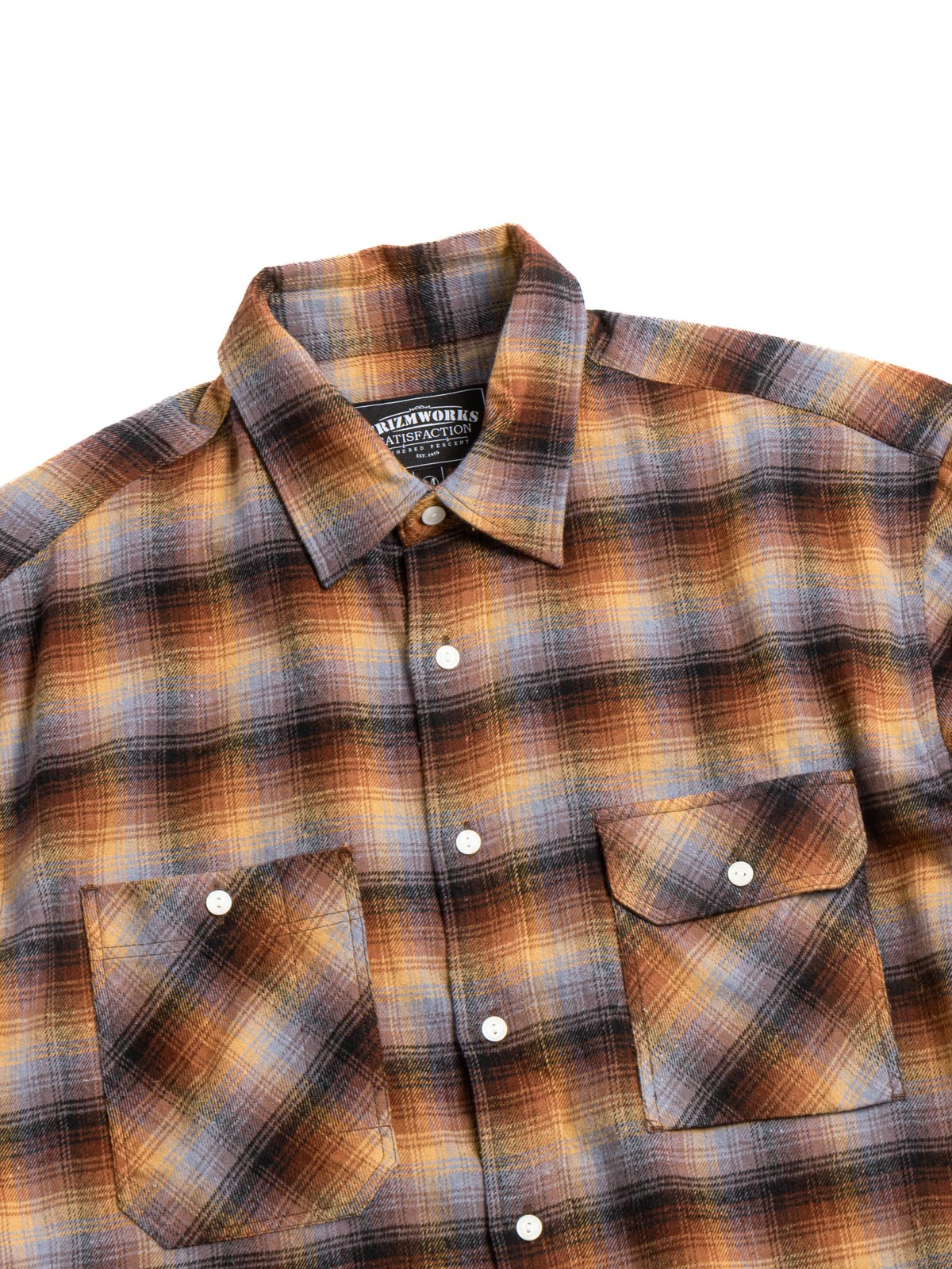 FLANNEL CHECK WORK SHIRT BROWN SKY  - Image 2