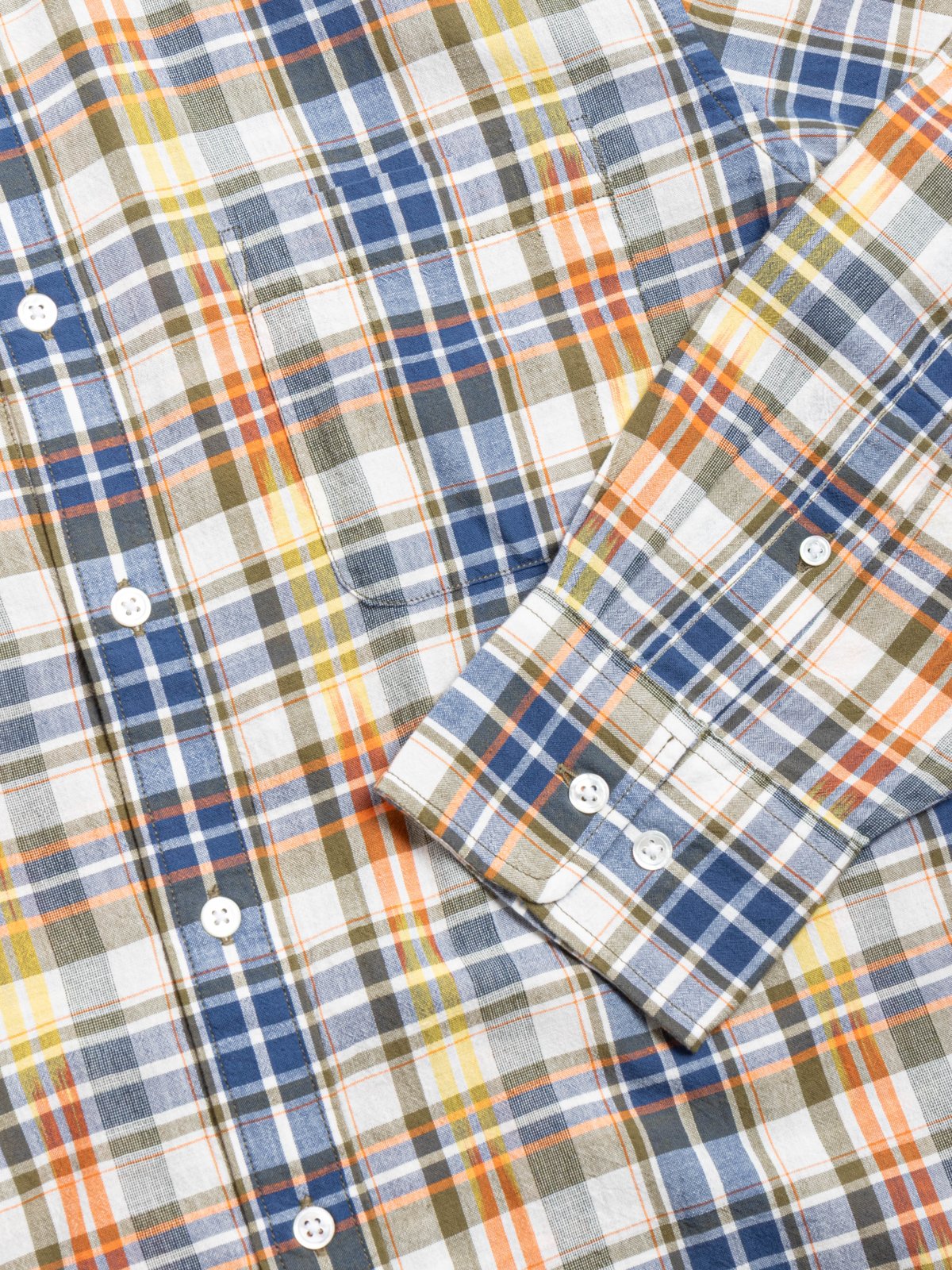 (OM45645.08) IKAT MADRAS B.D. SHIRT NAVY NATURAL - Image 3