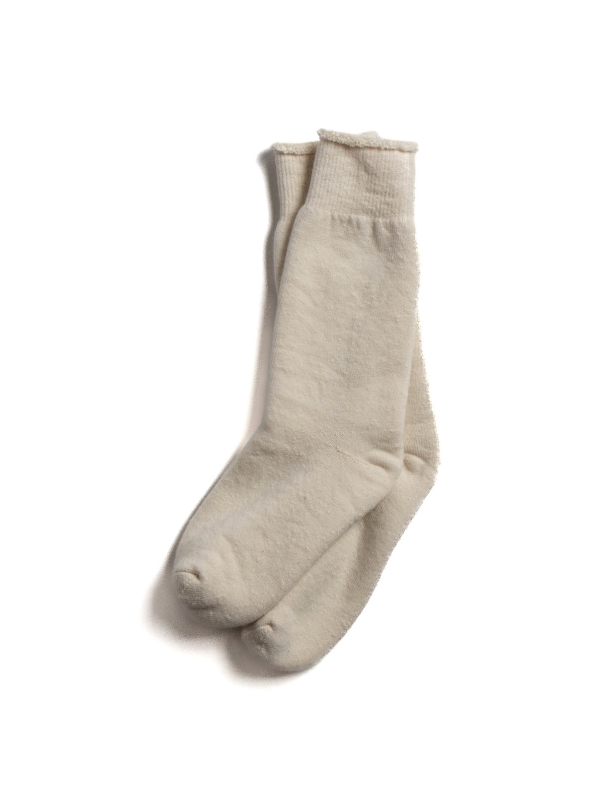 (R1001) DOUBLE FACE CREW SOCKS IVORY - Image 2