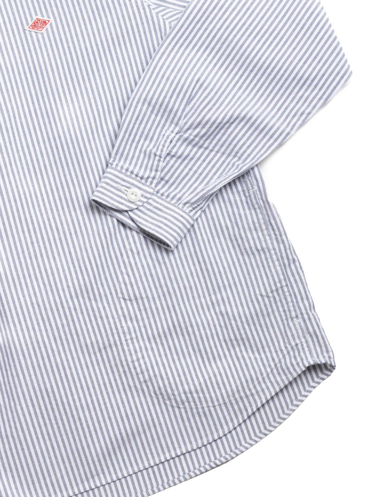 ROUND COLLAR P.O SHIRT L/S OXFORD SAX X WHITE STRIPE - Image 3