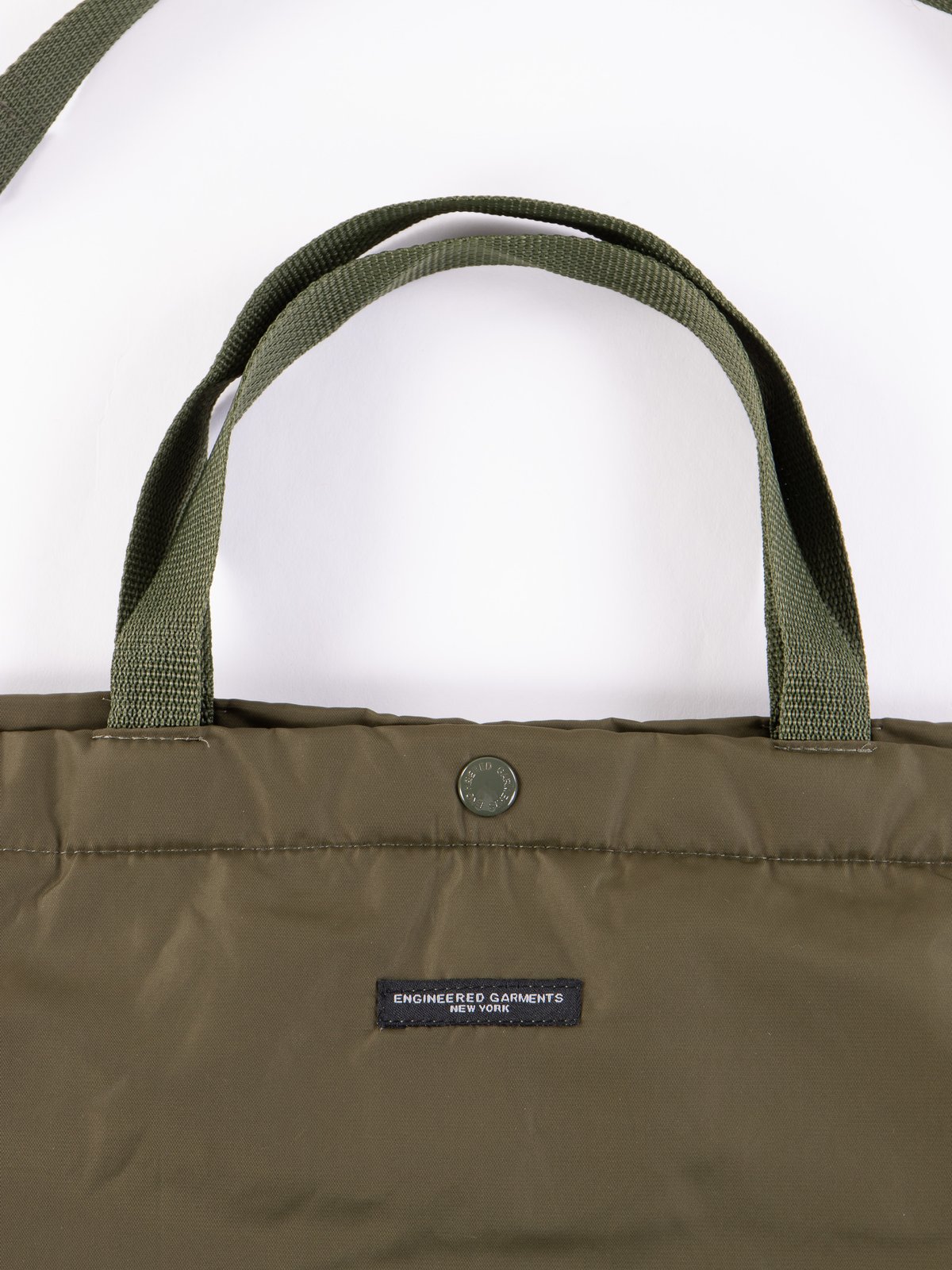 Olive Flight Satin Nylon Carry All Tote By Engineered Garments The Bureau Belfast The Bureau Belfast