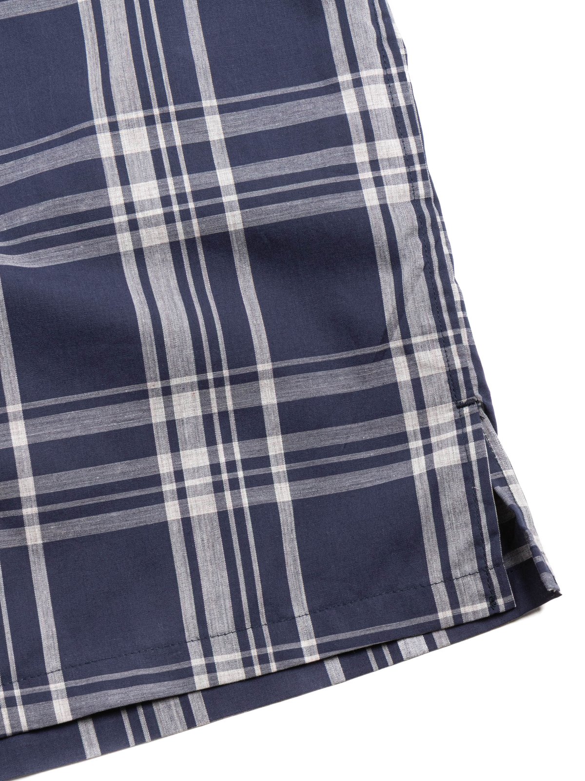 (VTD&ndash;0398&ndash;SH) ITALIAN OPEN COLLAR SS CHECK BROADCLOTH NAVY - Image 3