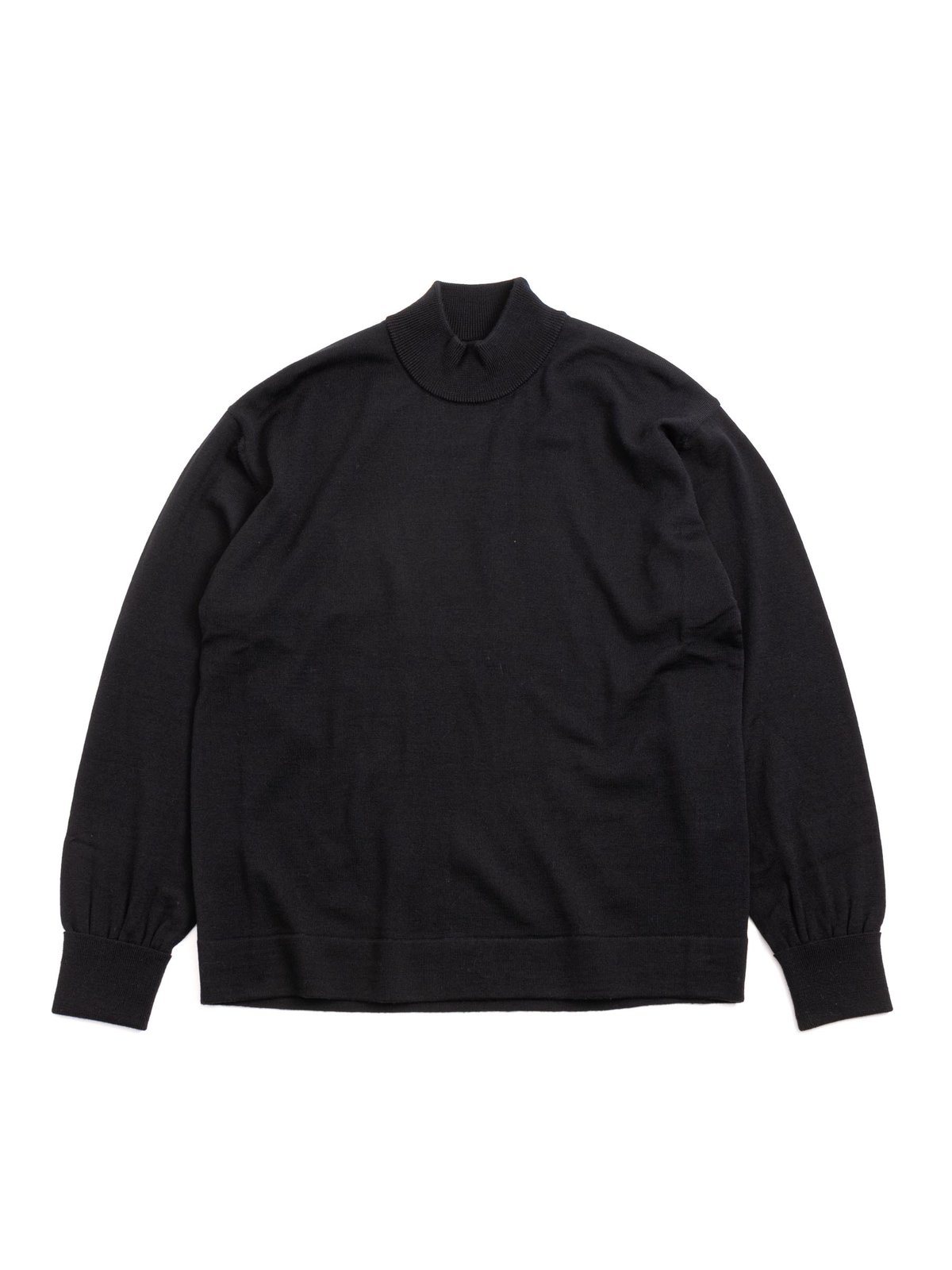 NEEDLES MOCK NECK SWEATER – MERINO WOOL BLACK - Image 1