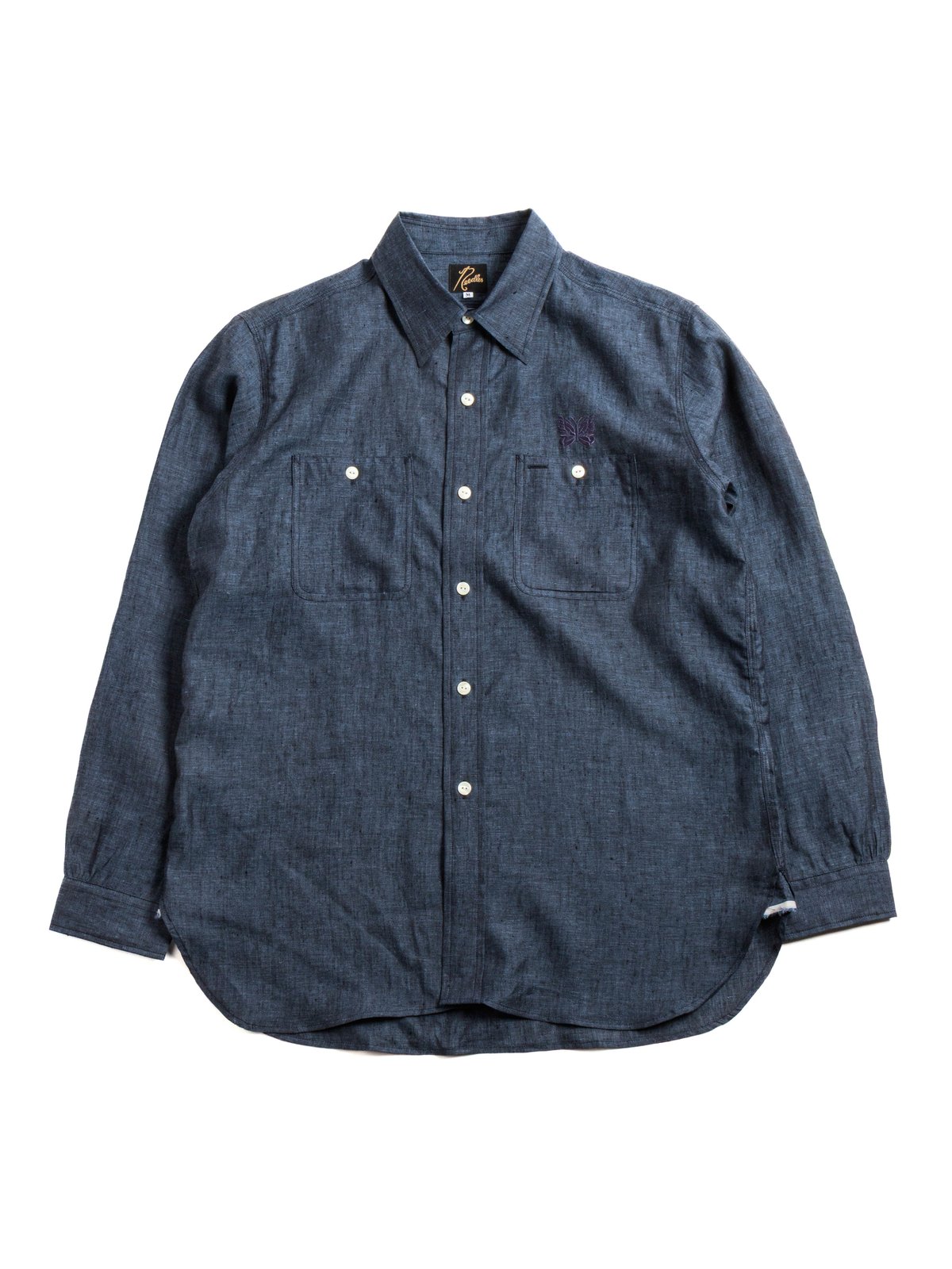 NEEDLES WORK SHIRT LINEN CHAMBRAY BLUE - Image 1