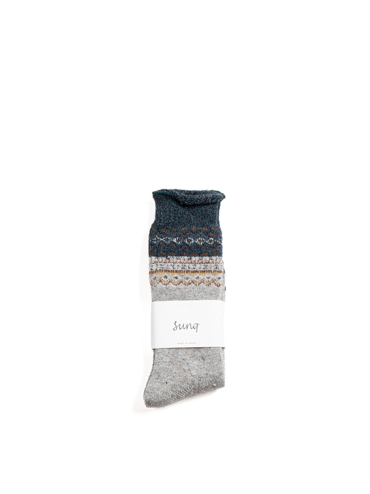 FESTIVE MOSAIC PILE CREW SOCK / GREEN - Image 1