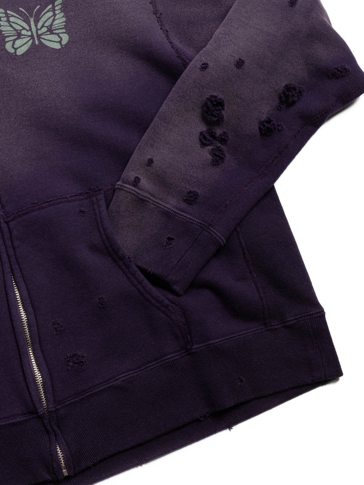 NEEDLES DECONSTRUCTED ZIP SWEAT PURPLE - Image 4