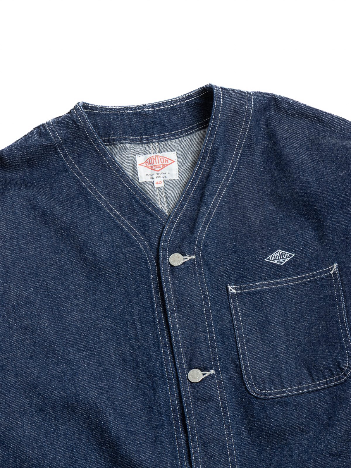 COLLARLESS JACKET 110Z DENIM INDIGO - Image 2