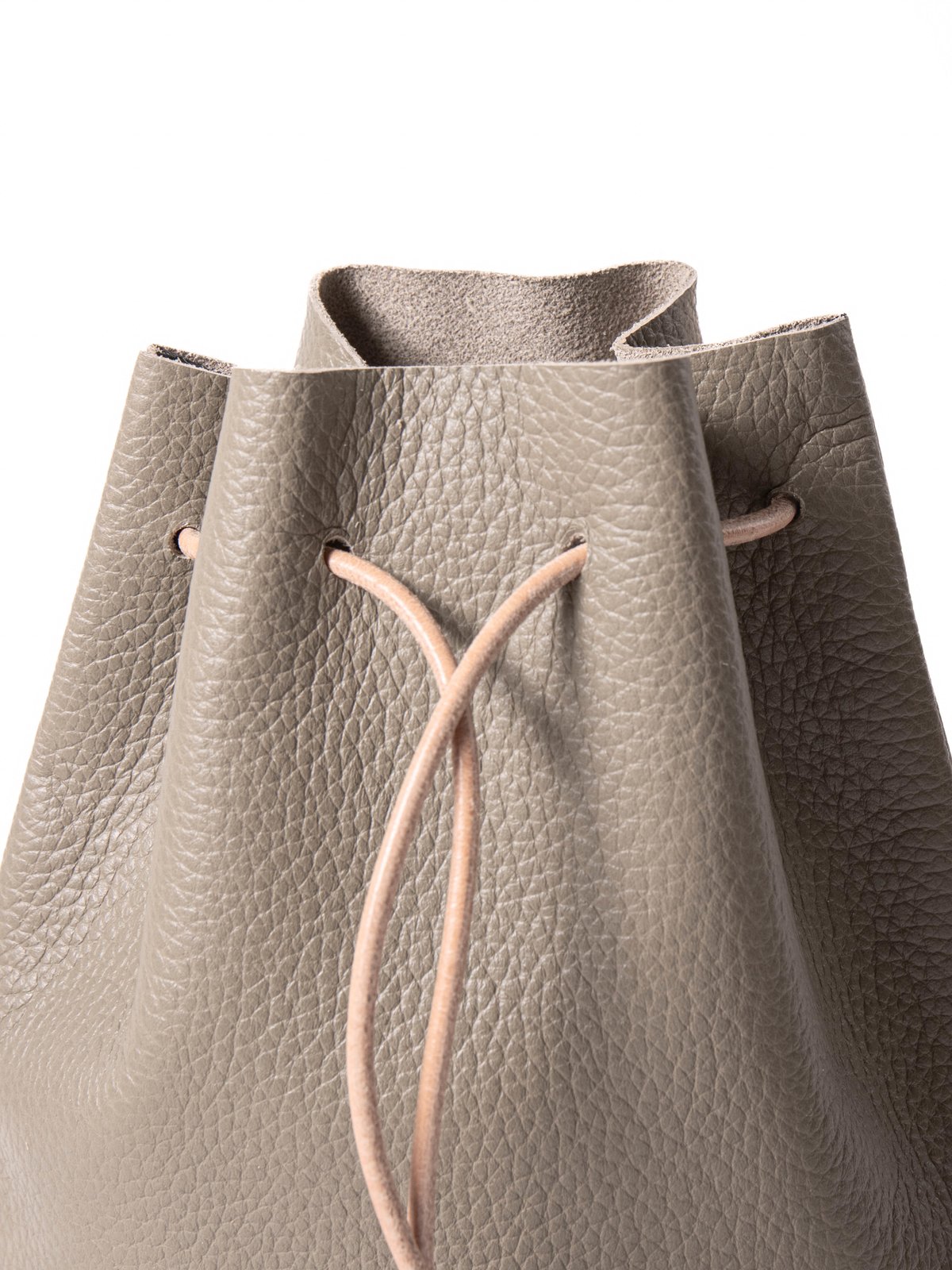 (SJRDP25) DENIM LEATHER DRAW STING BAG BEIGE DENIM - Image 5