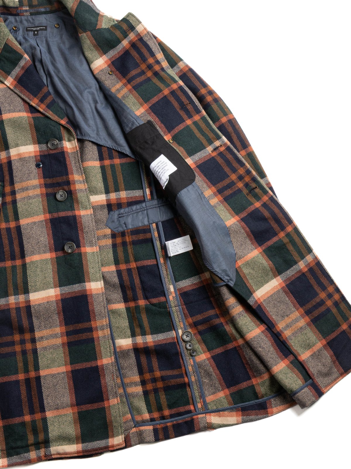 CHESTER COAT JACKET NAVY/BROWN HEAVY WOOL PLAID - Image 6