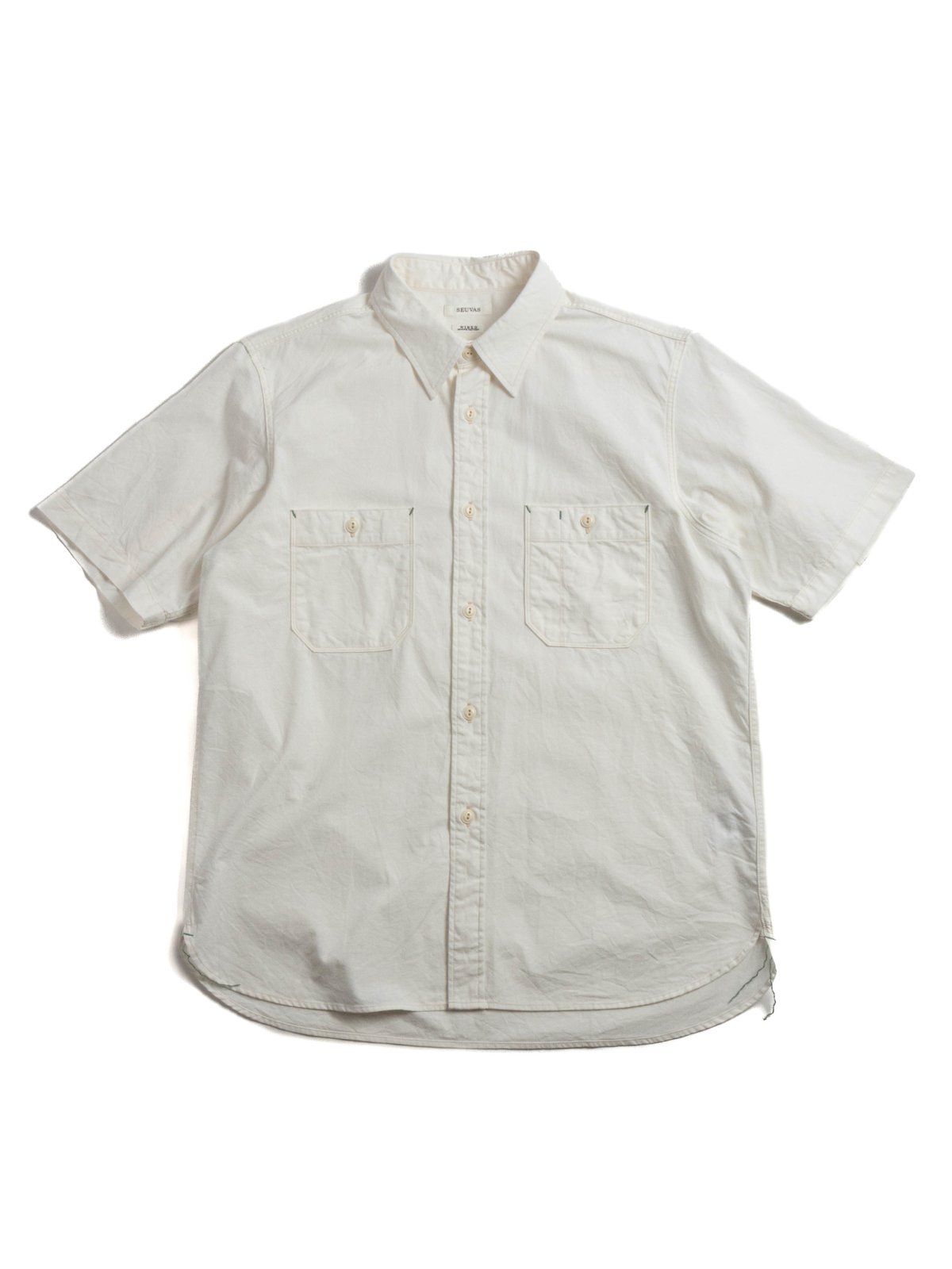 SELVEDGE CHAMBRAY WORK S/S SHIRT WHITE - Image 1