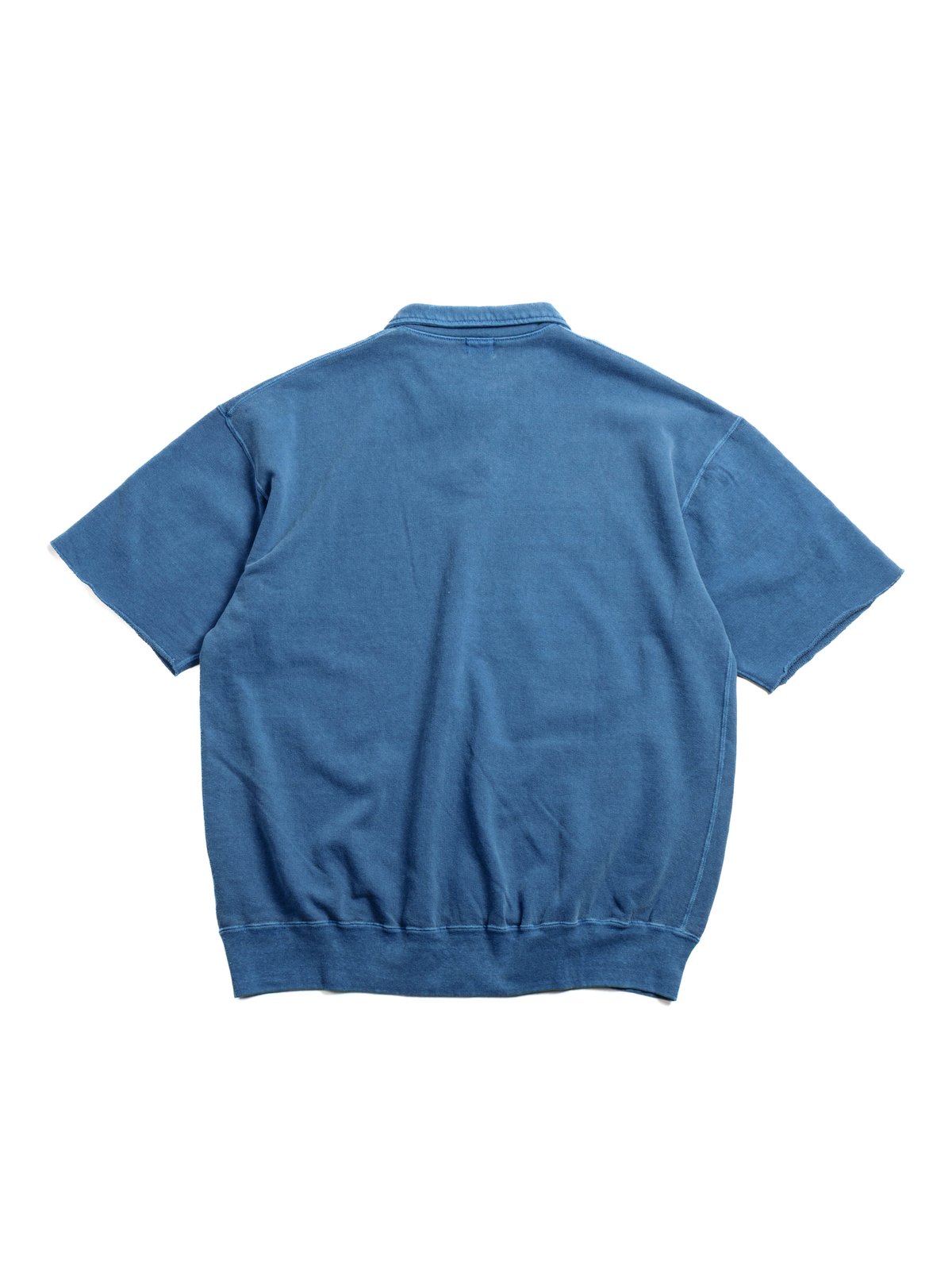 (LOT 74004PD) CUT OFF SLEEVE POLO SHIRT PIGMENT DYED LIGHT INDIGO - Image 6