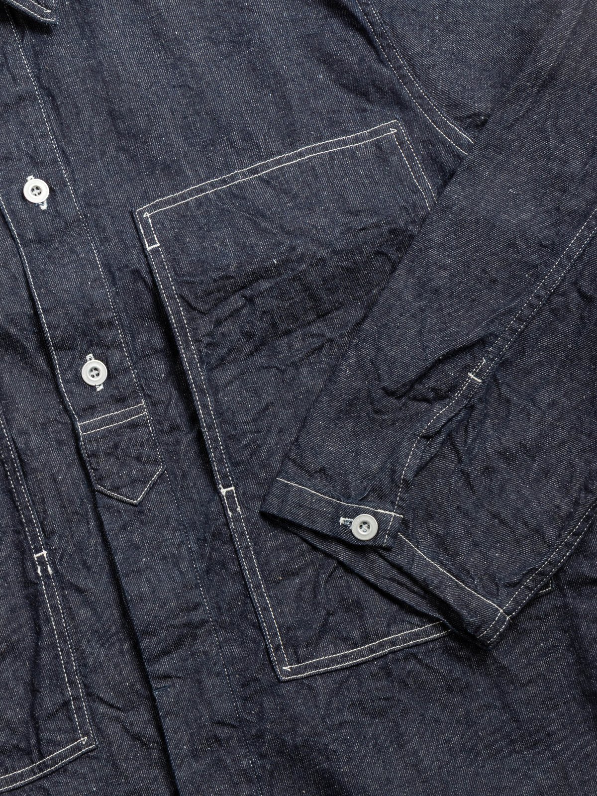 (47&ndash;706E) MILITARY SHIRT JACKET COTTON LINEN DENIM RINSED - Image 2