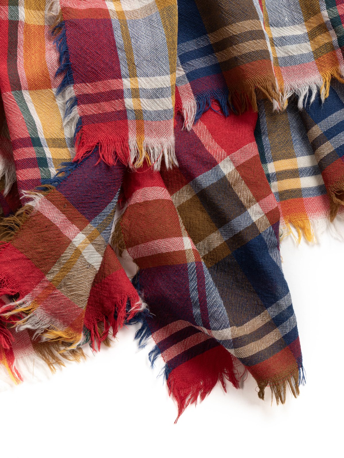 CHECK WORSTED SCARF BLUE YELLOW & RED - Image 4