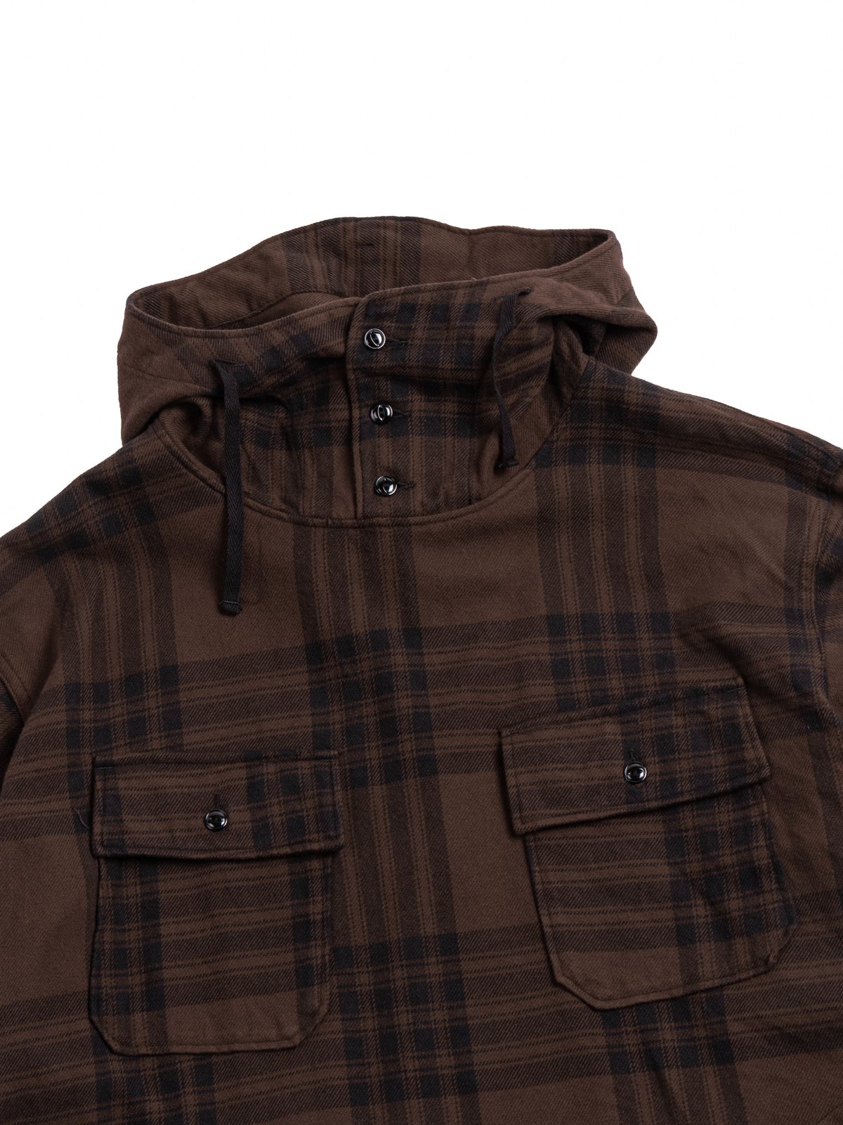 CAGOULE SHIRT BROWN / BLACK COTTON FLANNEL PLAID  - Image 2