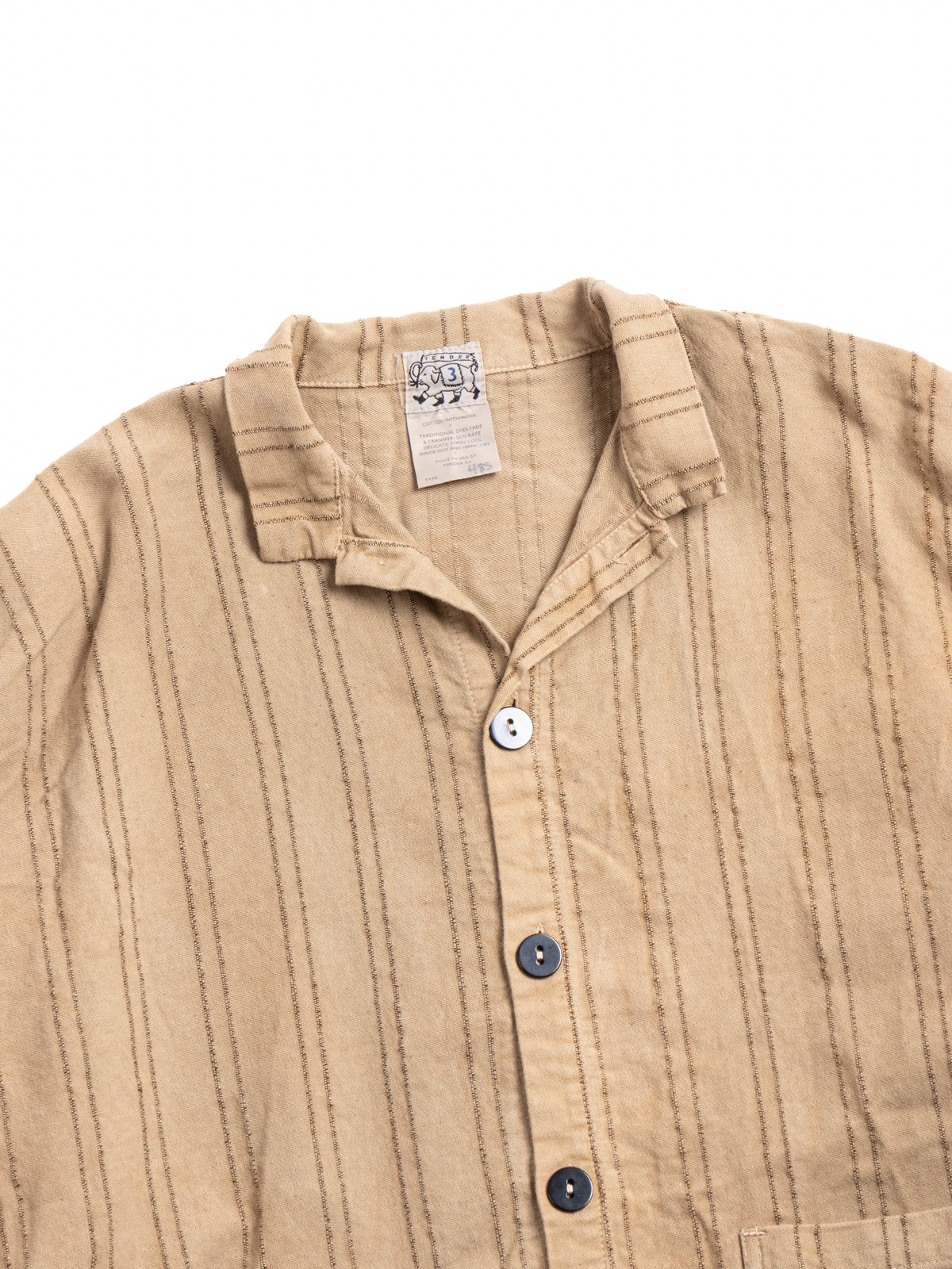485 ISOSCELES SHIRT WOOL STRIPE COTTON TATTERSALL DRAB WELD - Image 2
