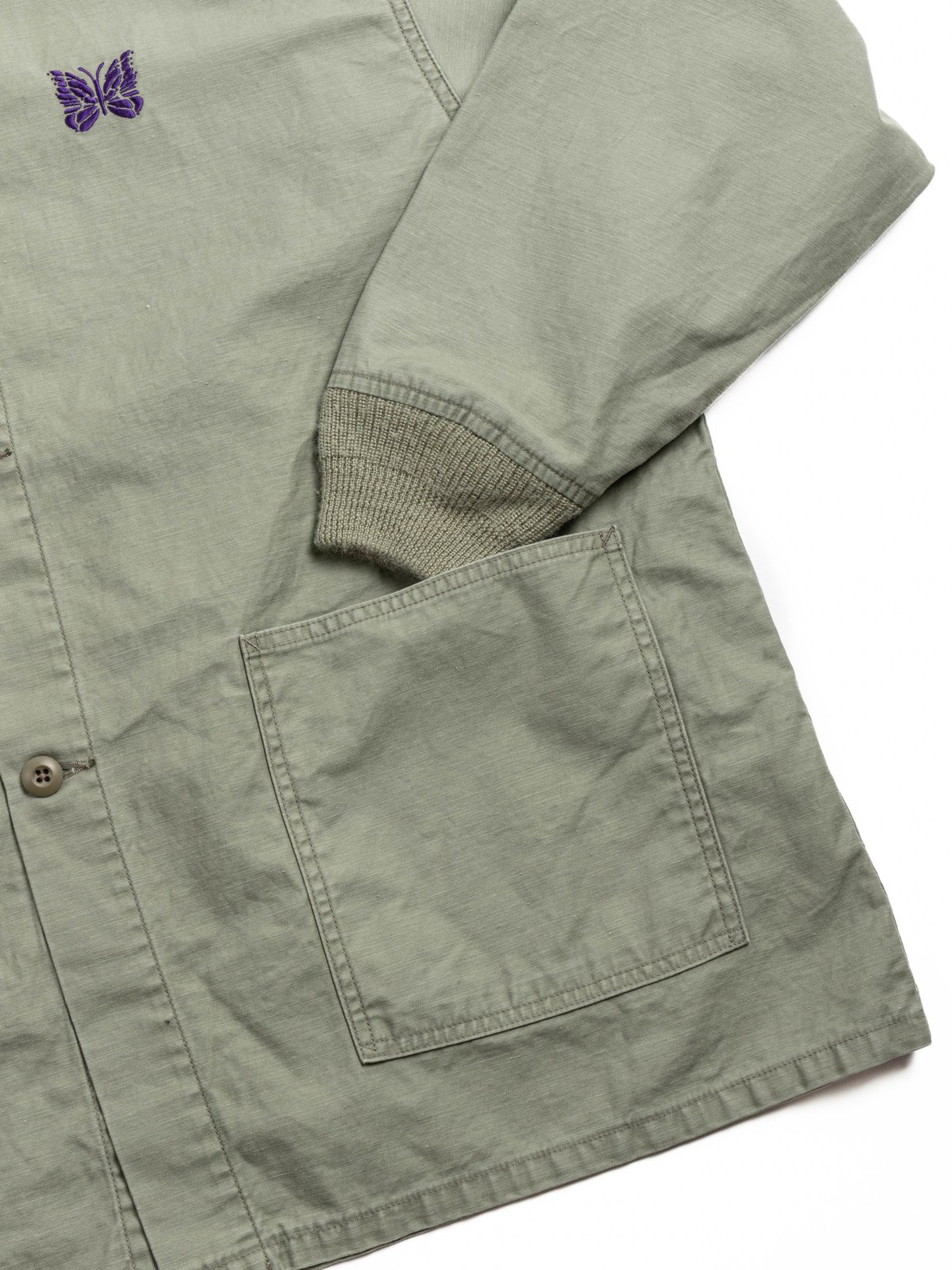 NEEDLES ARMY SHIRT REVERSE SATEEN OLIVE - Image 3