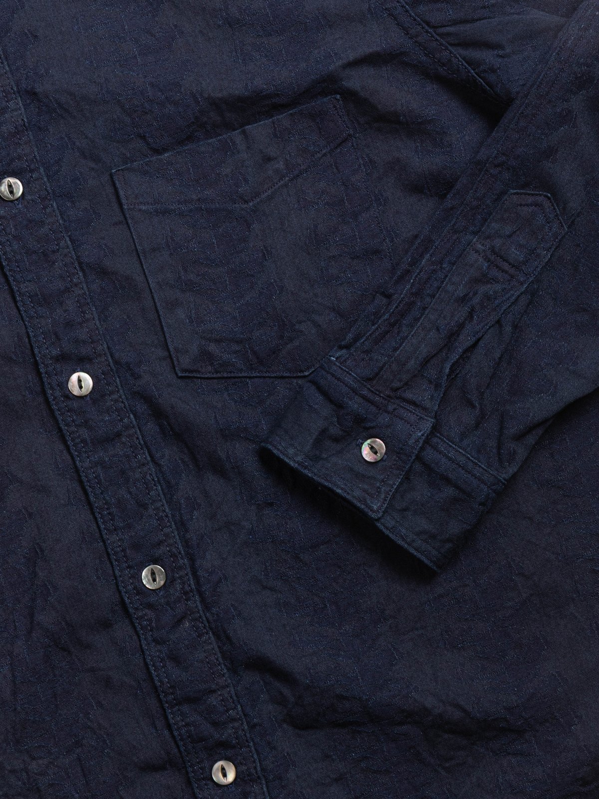 (SSS26&ndash;01W) SENGEN JACQUARD WORK SHIRT INDIGO - Image 3