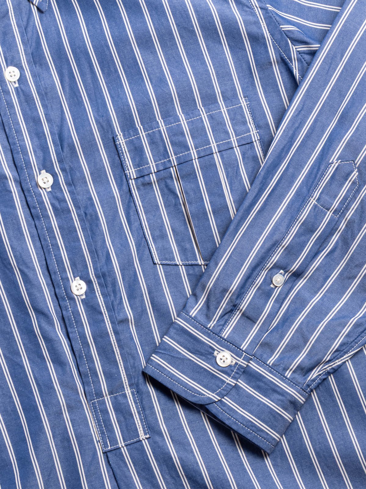 (CS005)  W.C.W SHIRT PULLOVER SHIRT BLUE X WHITE - Image 3