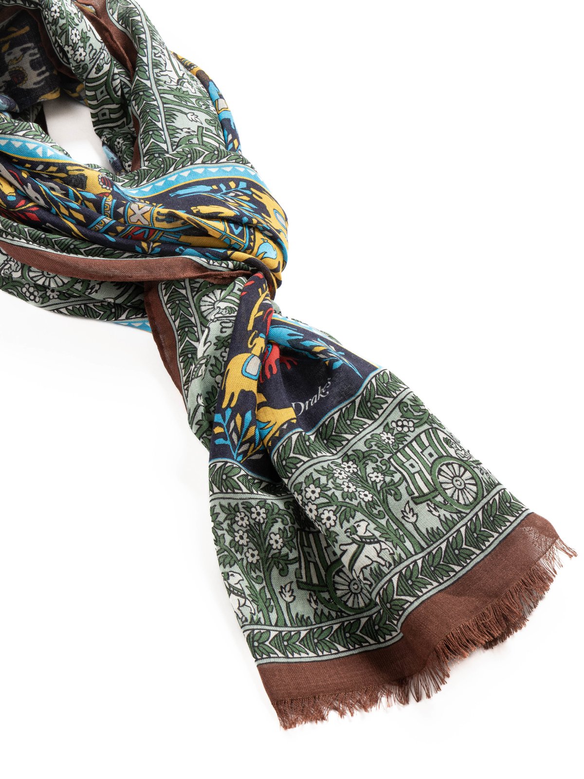 ELEPHANT VILLAGE PRINTED SCARF NAVY - Image 2