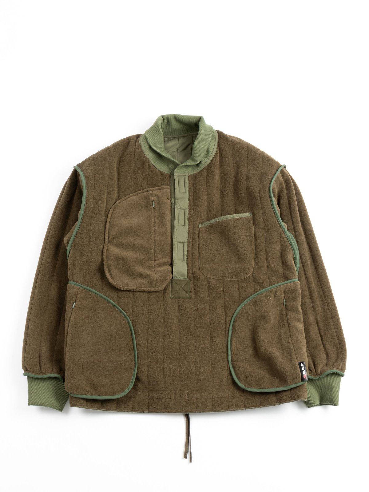 REVERSIBLE QUILT PULLOVER OLIVE by Norbit x Hiroshi Nozawa The Bureau Belfast The Bureau Belfast