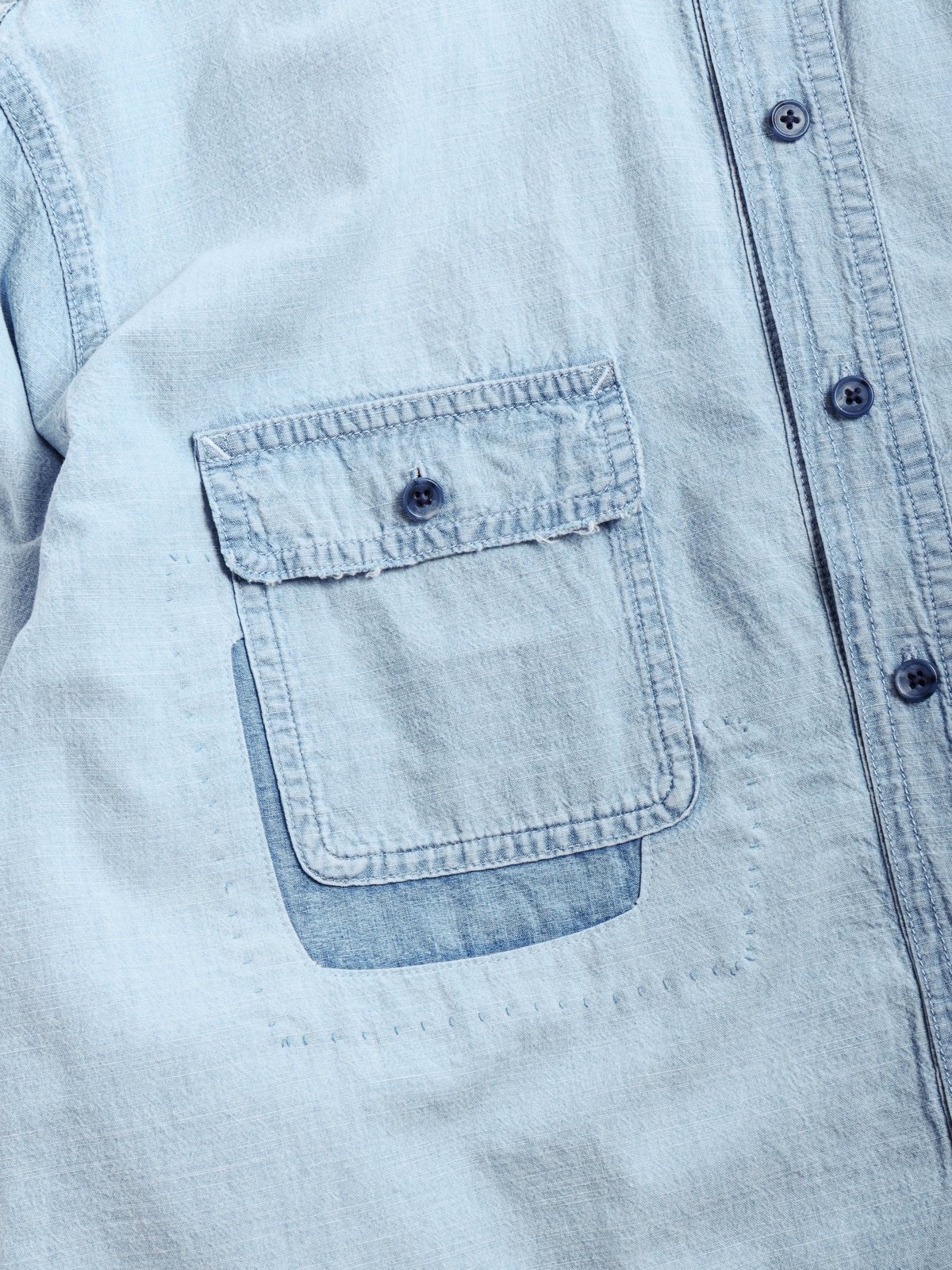 SHAWSHANK CHAMBRAY WORK SHIRT CUSTOM BLUE - Image 5
