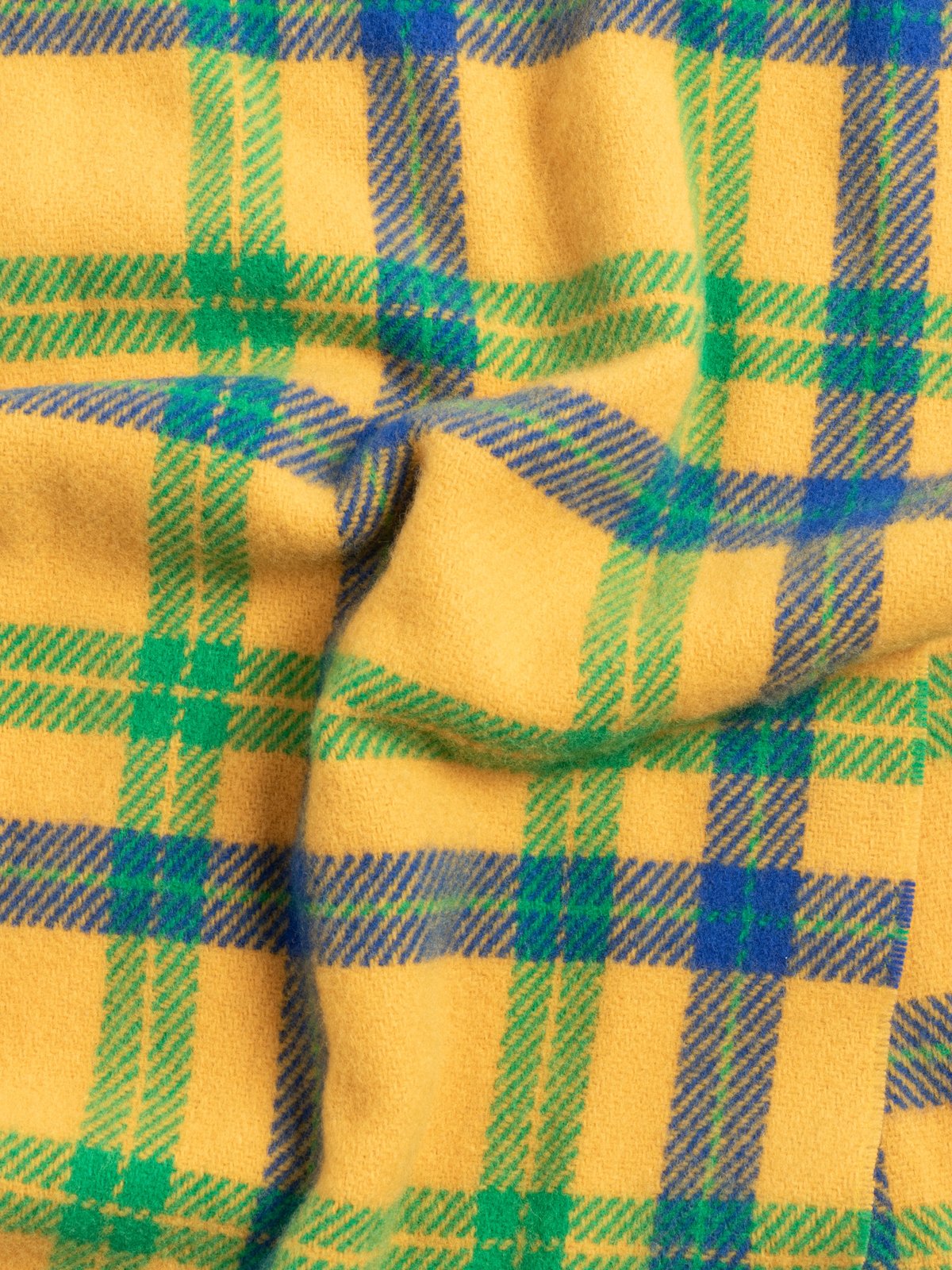 CHECK WOOLEN RECTANGLE SCARF APRICOT GREEN & BLUE - Image 4