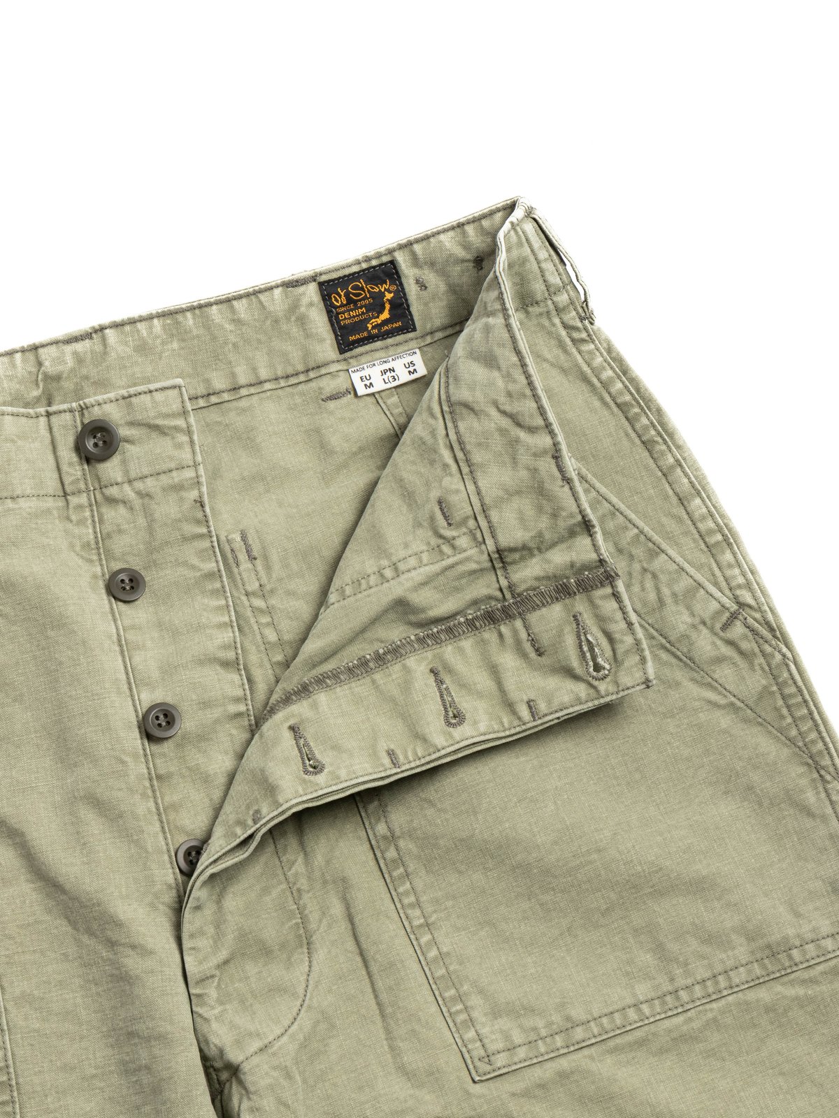 5103&ndash;M16) CANVAS SUMMER FATIGUE PANTS GREEN - Image 2