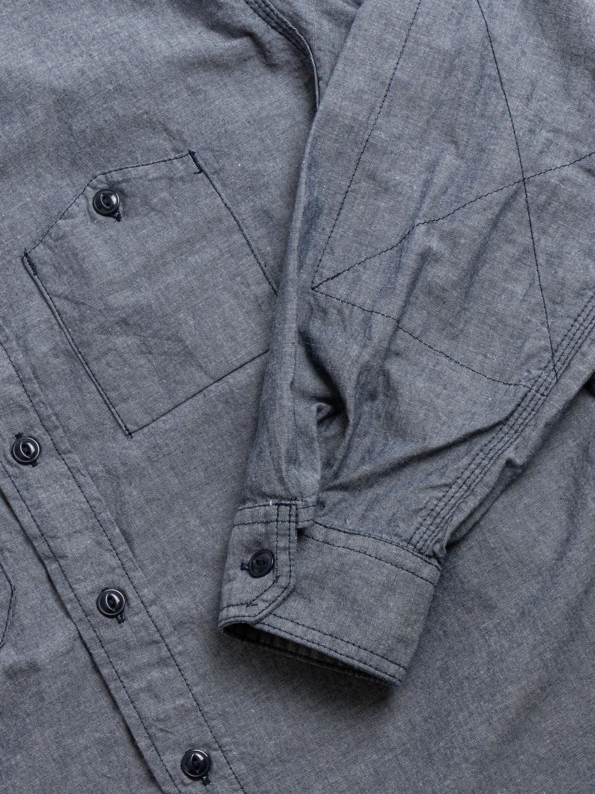 WORK SHIRT INDIGO COTTON CHAMBRAY - Image 3