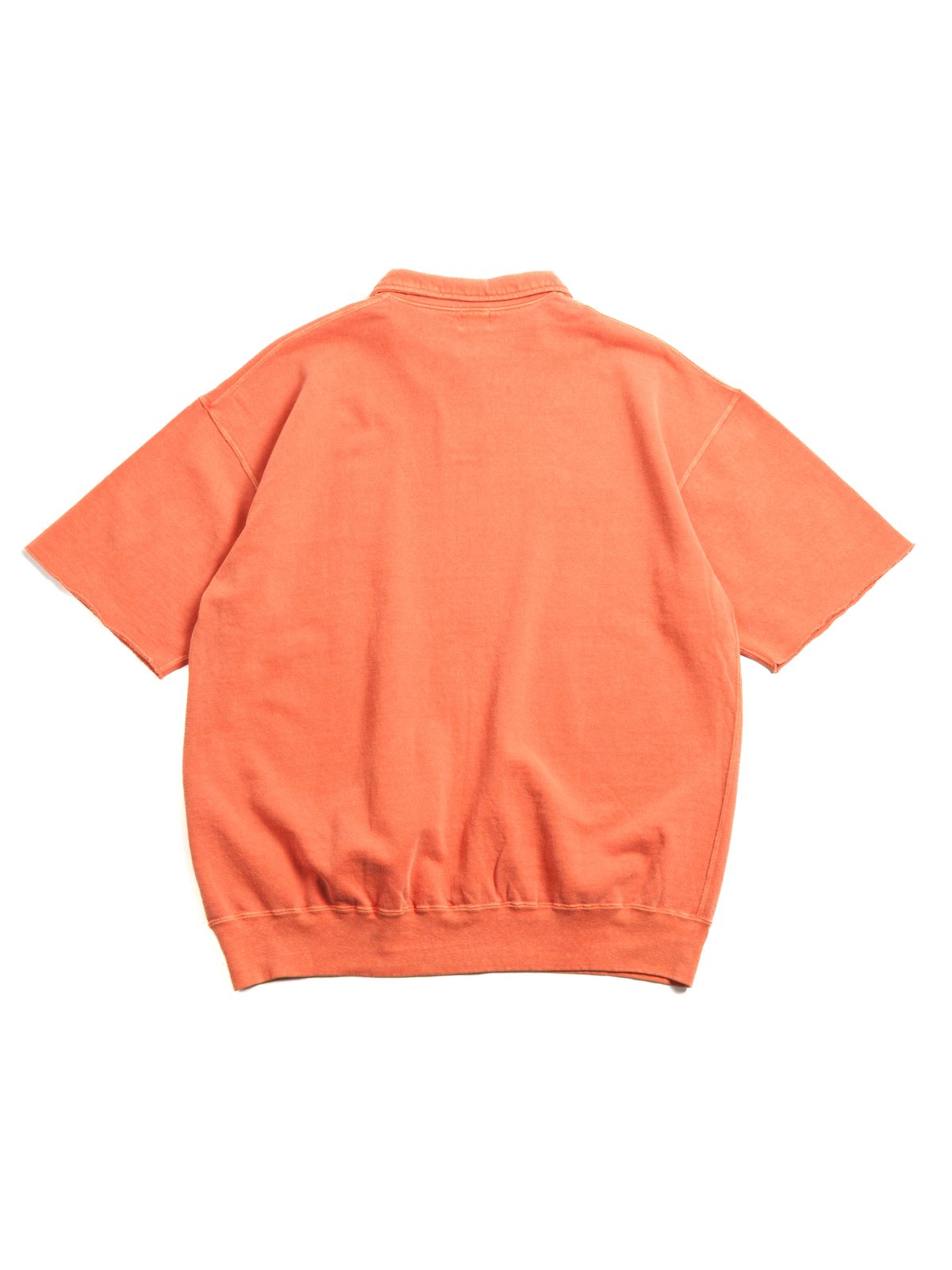 (LOT 74004PD) CUT OFF SLEEVE POLO SHIRT PIGMENT DYED ORANGE - Image 5