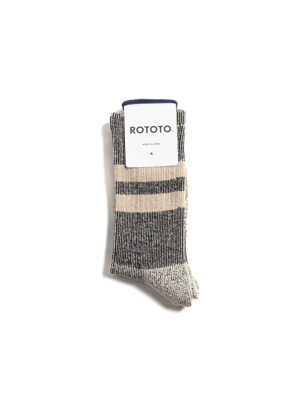 (R1589) PILE STRIPE MARL SOCKS BLACK / BEIGE - Image 1