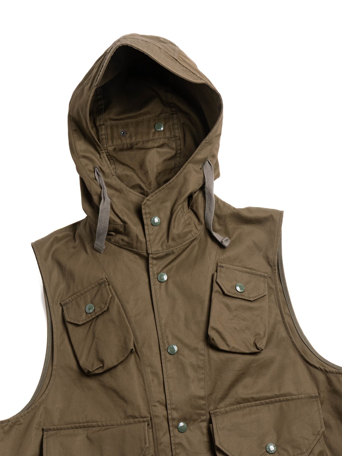 FIELD VEST DK. OLIVE COTTON VENTILE TWILL - Image 3