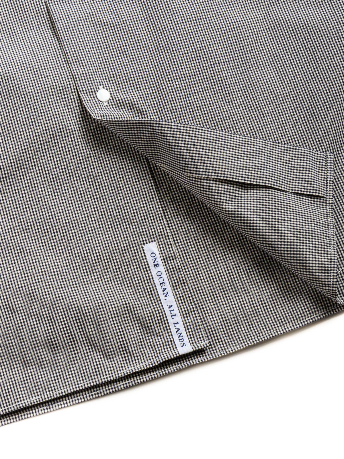 REGULAR COLLAR GINGHAM CHECK WIND SHIRT NAVY - Image 4