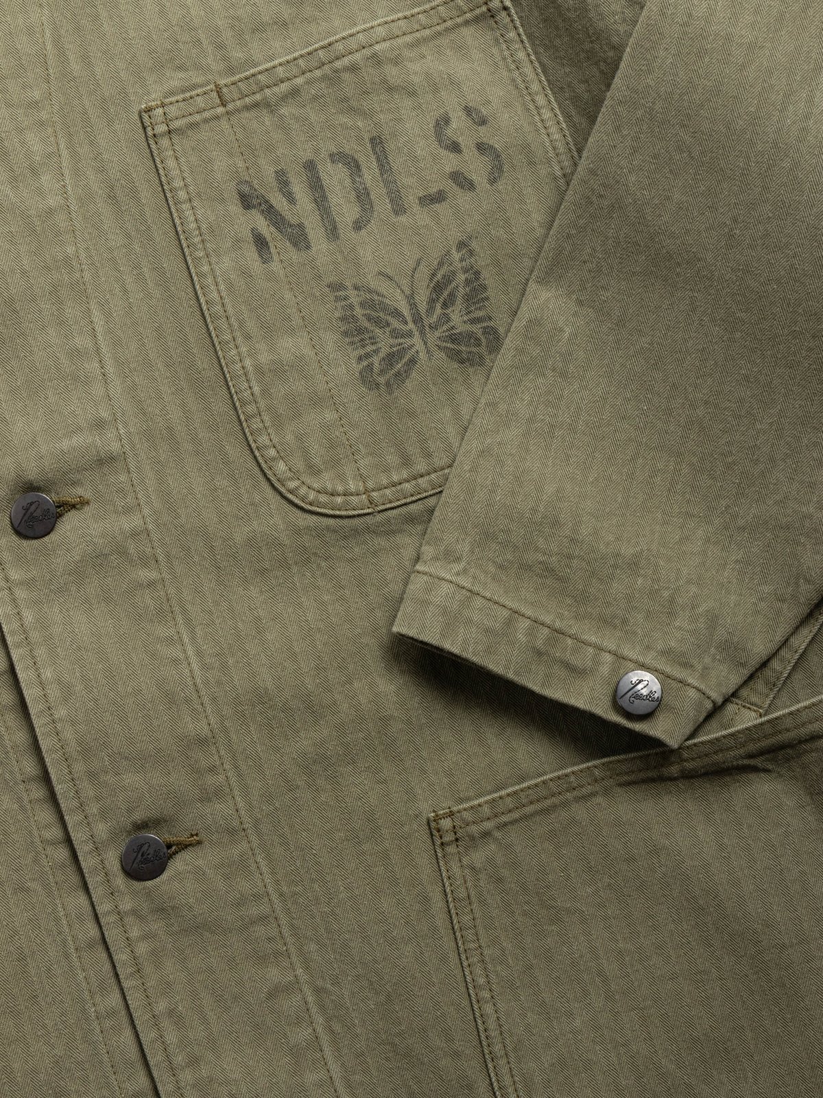 NEEDLES N&ndash;3 JACKET COTTON HERRINGBONE OLIVE - Image 3
