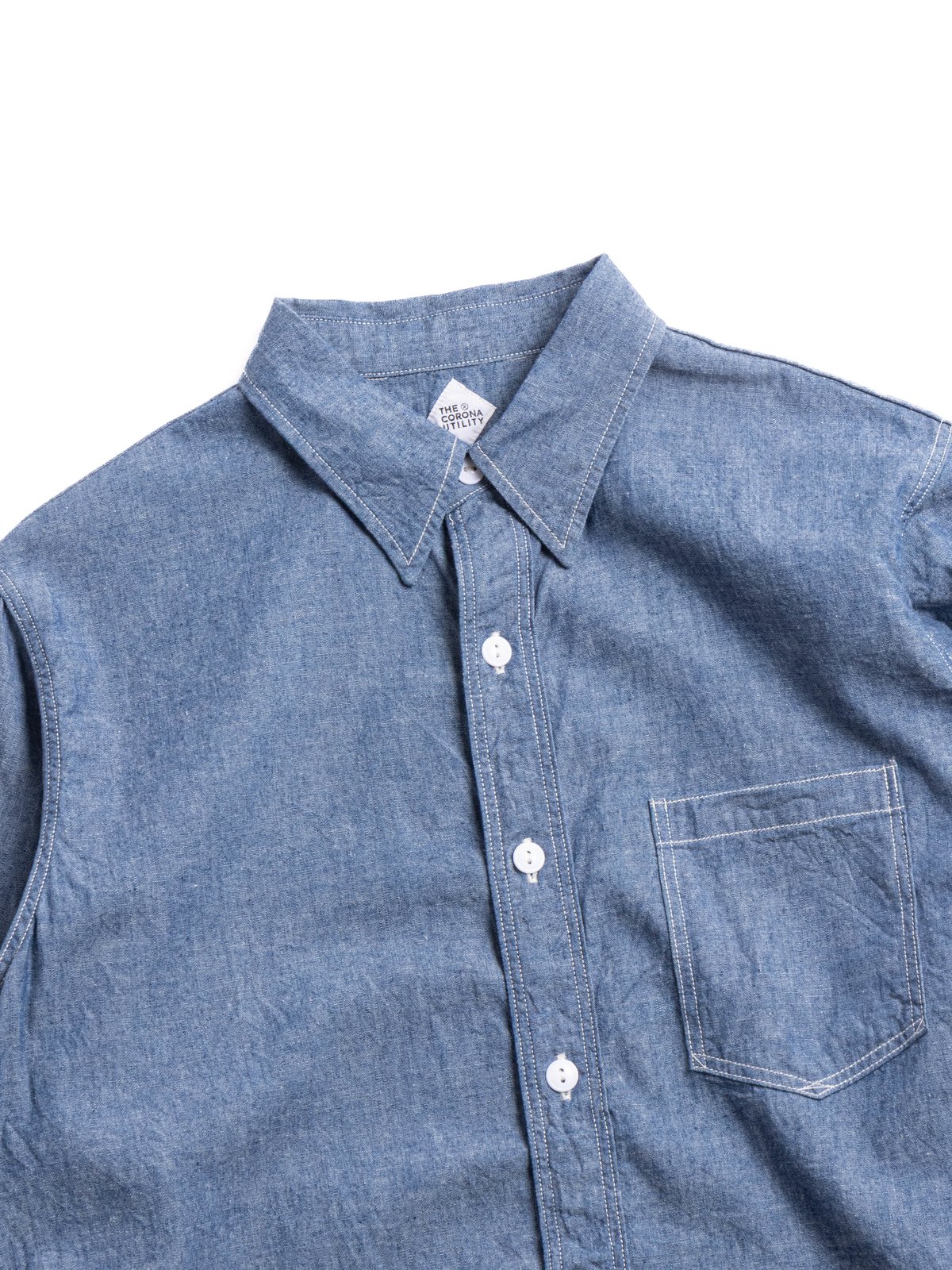 (CS001) NAVY 1 POCKET SHIRT BLUE CHAMBRAY - Image 2