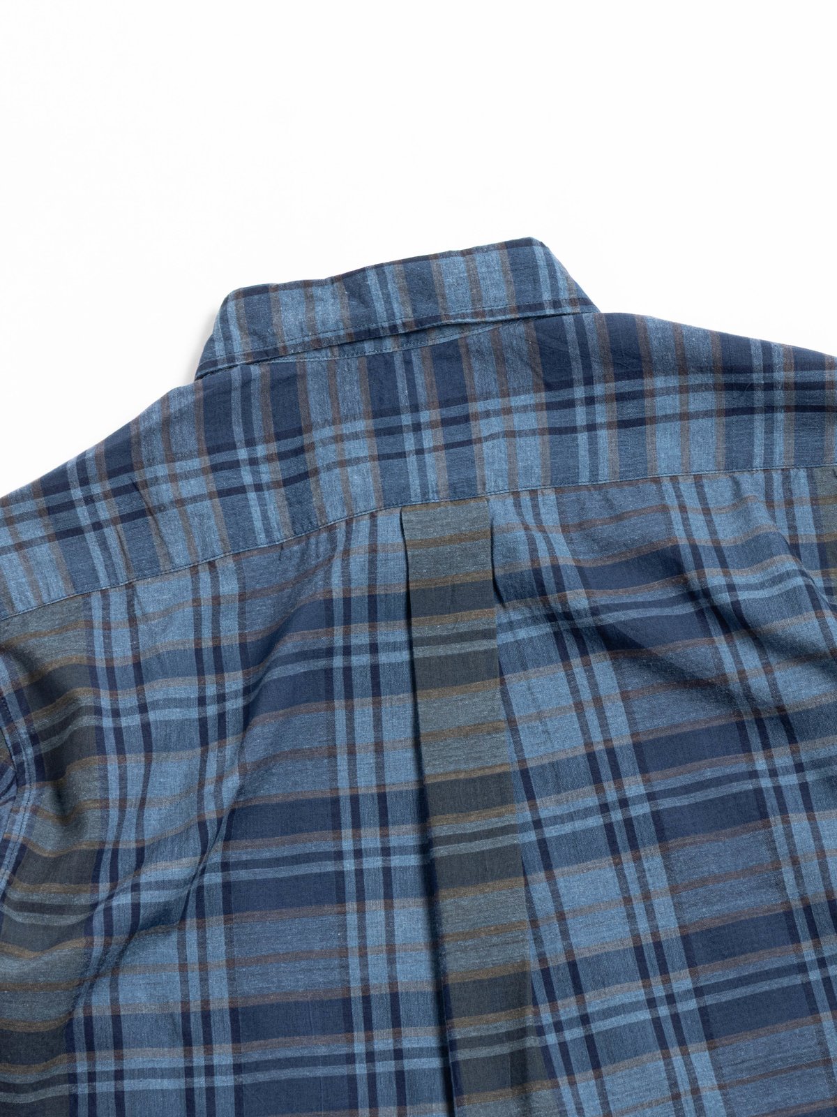 (OM45645.09) STANDARD WEAVE MADRAS CHECK PIGMENT DYE B.D. SHIRT INDIGO - Image 5