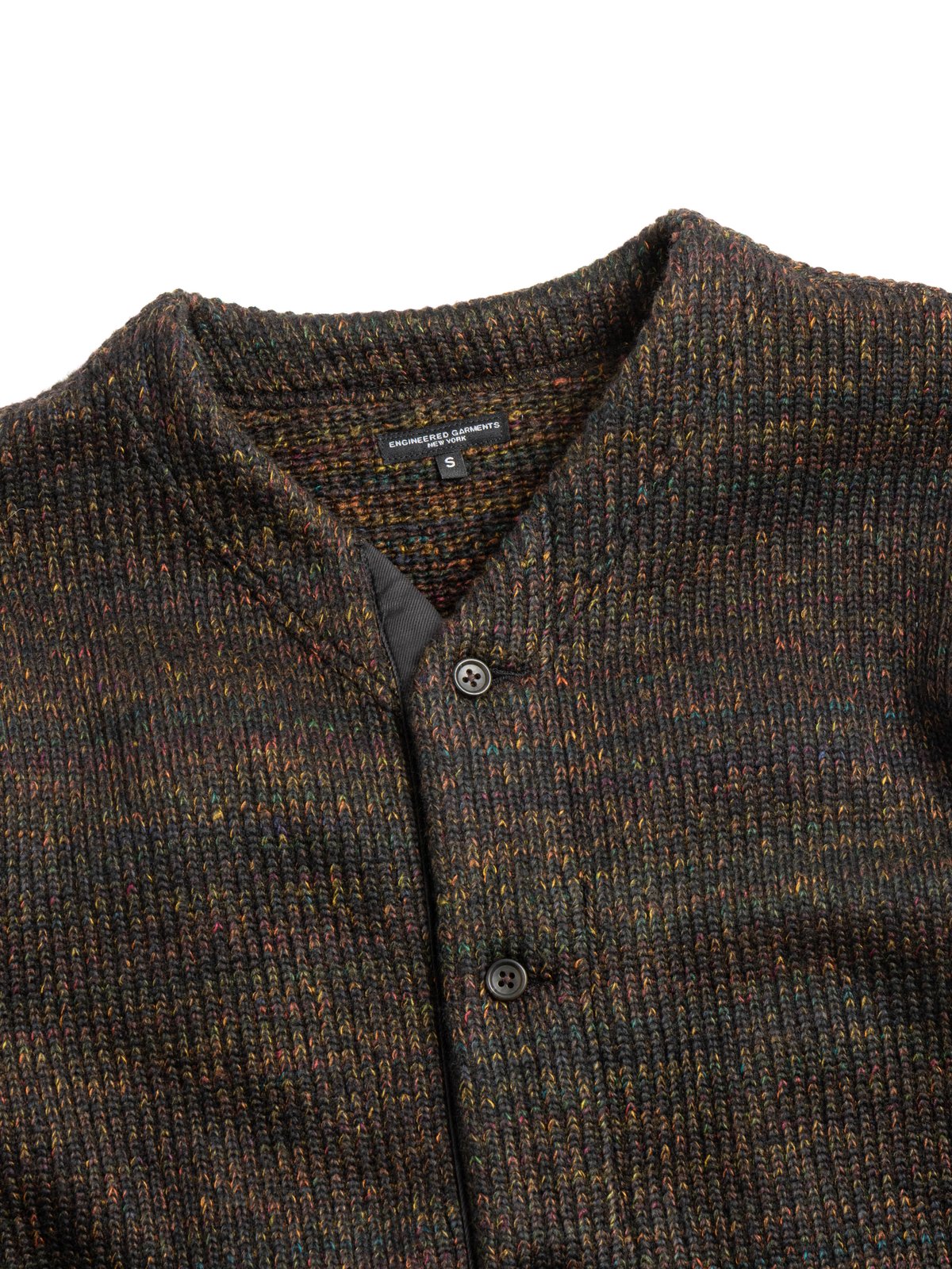 KNIT CARDIGAN BROWN WOOL POLY NEP SWEATER  - Image 2